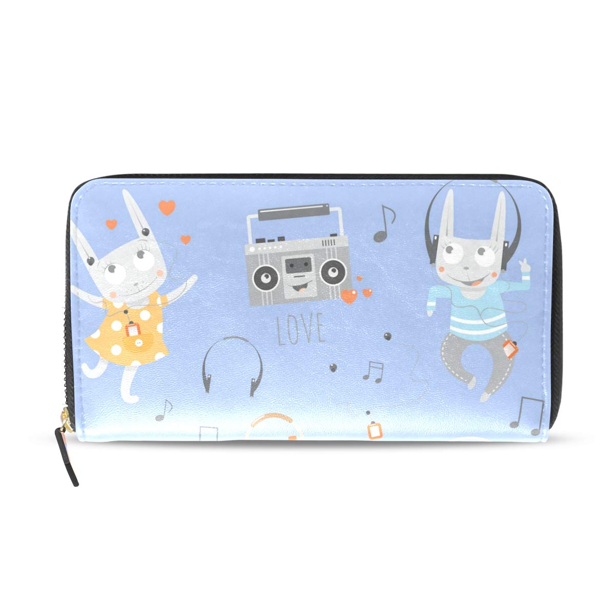 Stylish Women's Leather Wallet with Bunny Rabbit Print - RFID Blocking Card Holder & Money Organizer with Zipper Closure | Perfect Gift for Women, Girls, Teens | Ideal for Everyday Use, Travel, Shopping