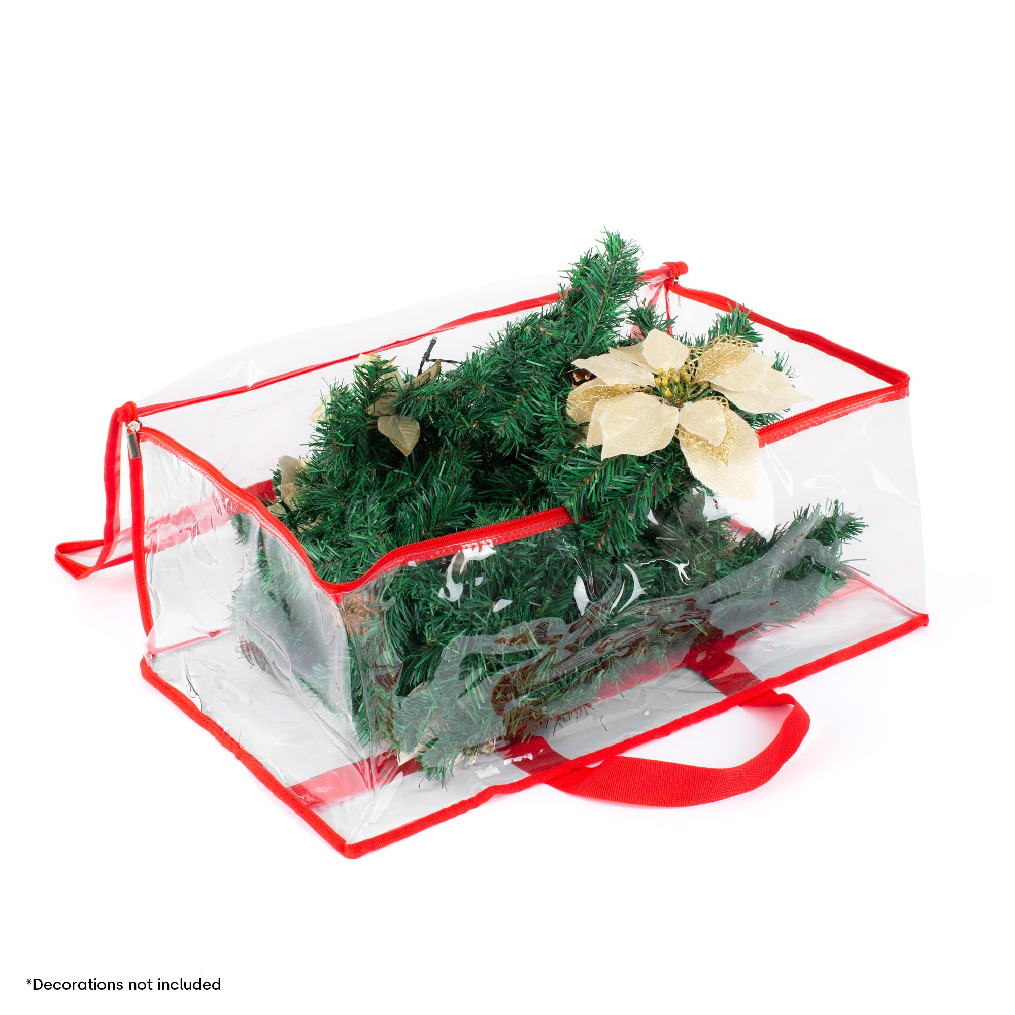 Christmas Village Storage Set - 2 Pack Clear PVC Organizer Bags with Zipper for Holiday Decorations, Toys & Wrapping Paper - Perfect for Bedroom Closet, Wardrobe & Seasonal Storage (Red)