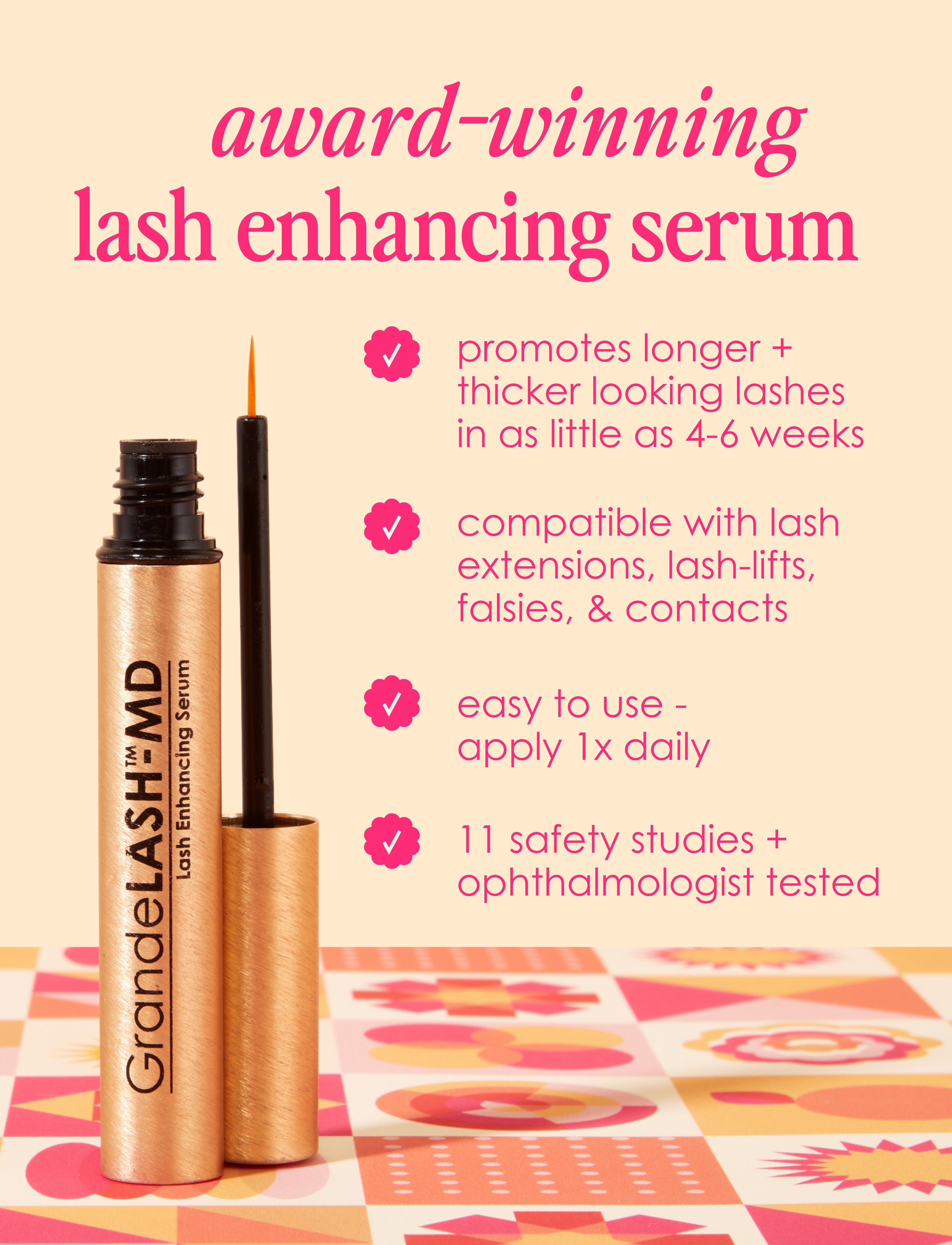 GrandeLASH MD Lash Enhancing Serum, GrandePRIMER Eyelash Primer, GrandeREPAIR Conditioner, GrandeMASCARA Volumizing Mascara & Makeup Bag Set for Eyelash Growth and Styling - Perfect for Daily Use, Special Occasions and Travel