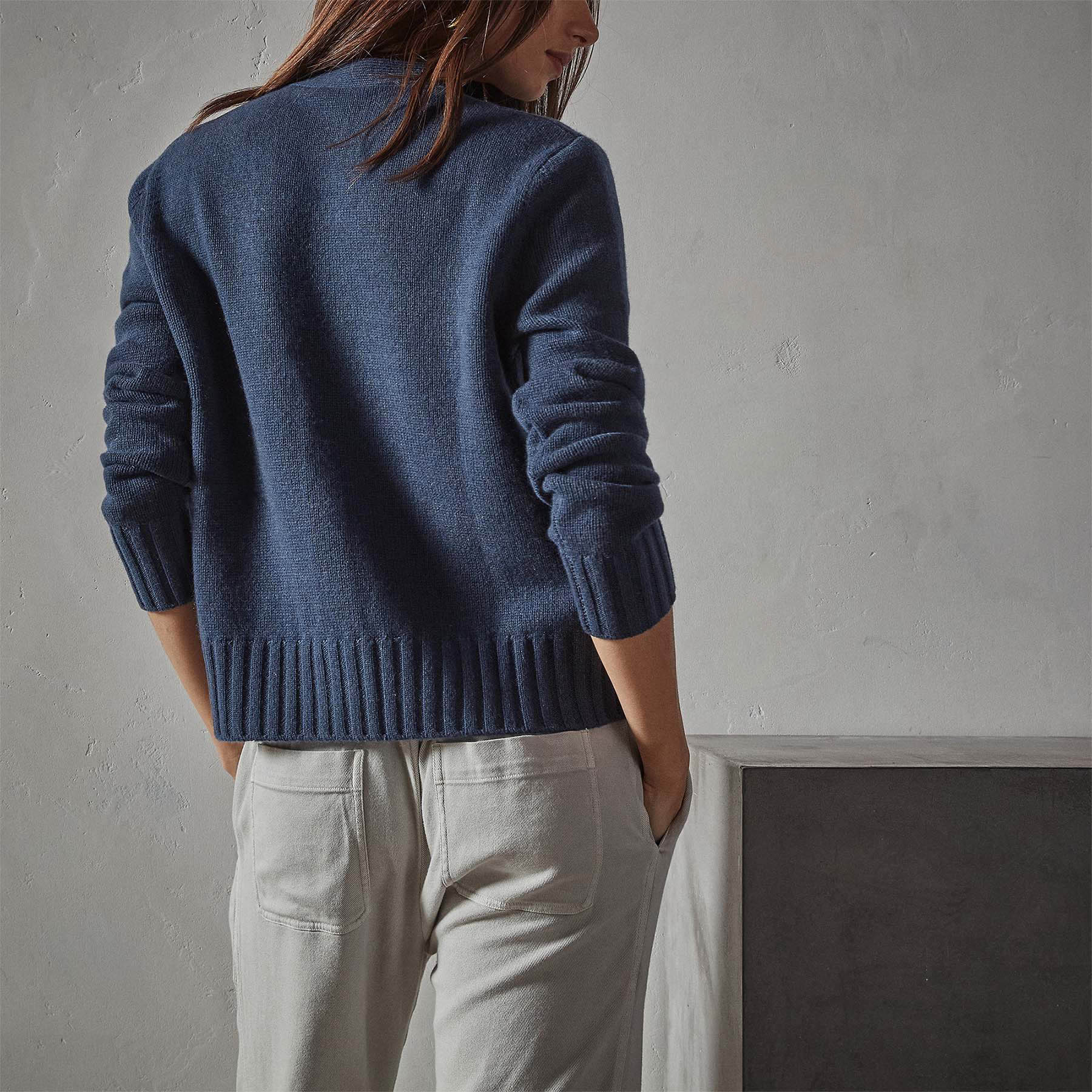 Eco-Friendly Recycled Cashmere Cardigan Sweater for Women - Soft & Warm Prussian Blue Pullover - Perfect for Fall Layering, Office Wear & Cozy Evenings