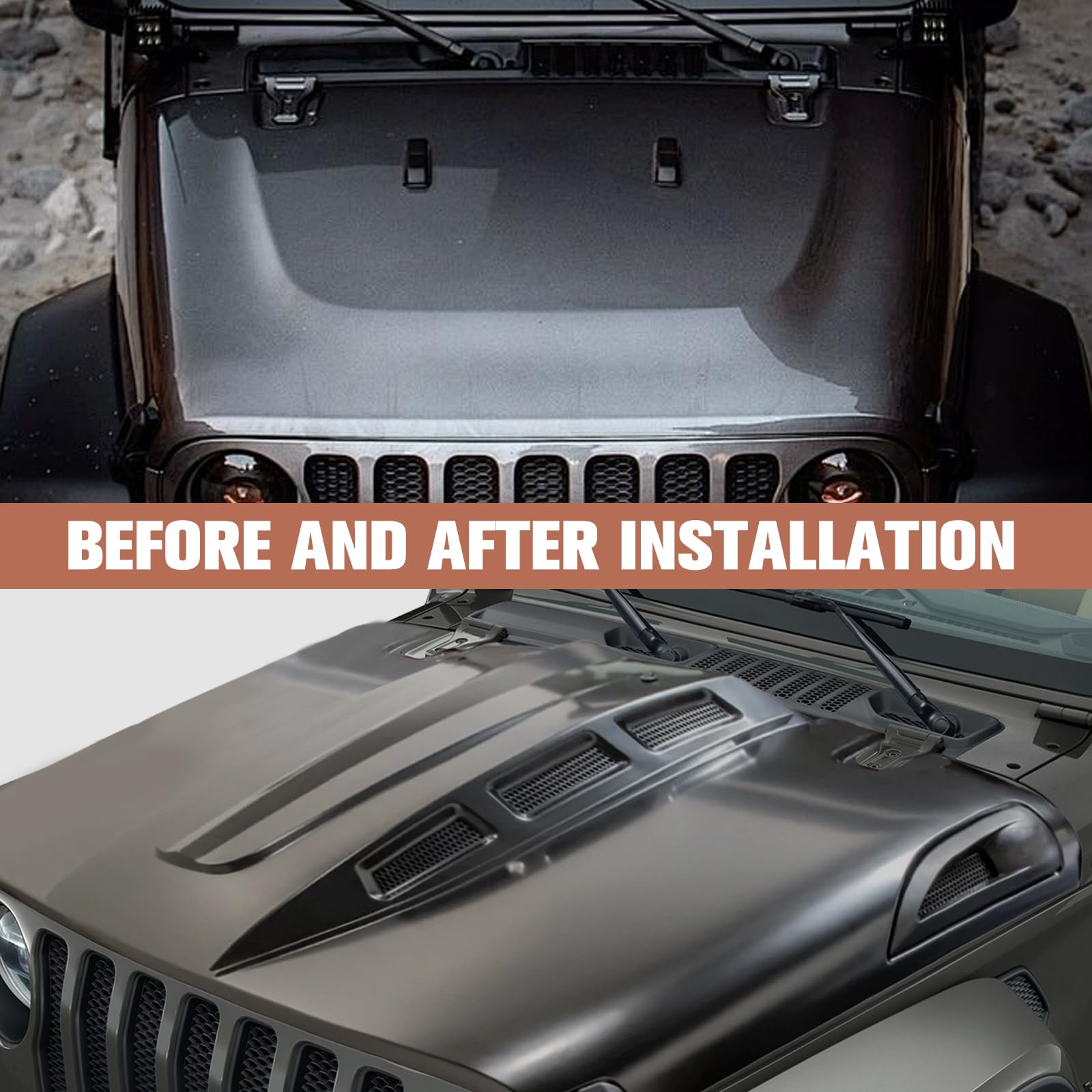 CALLIERT Heat Dispersion Hood for Jeep Wrangler JL (2018-2025) & Gladiator JT (2020-2025) - Steel Hood with Air Vents for Better Engine Cooling | Off-Road & Daily Driving Upgrade