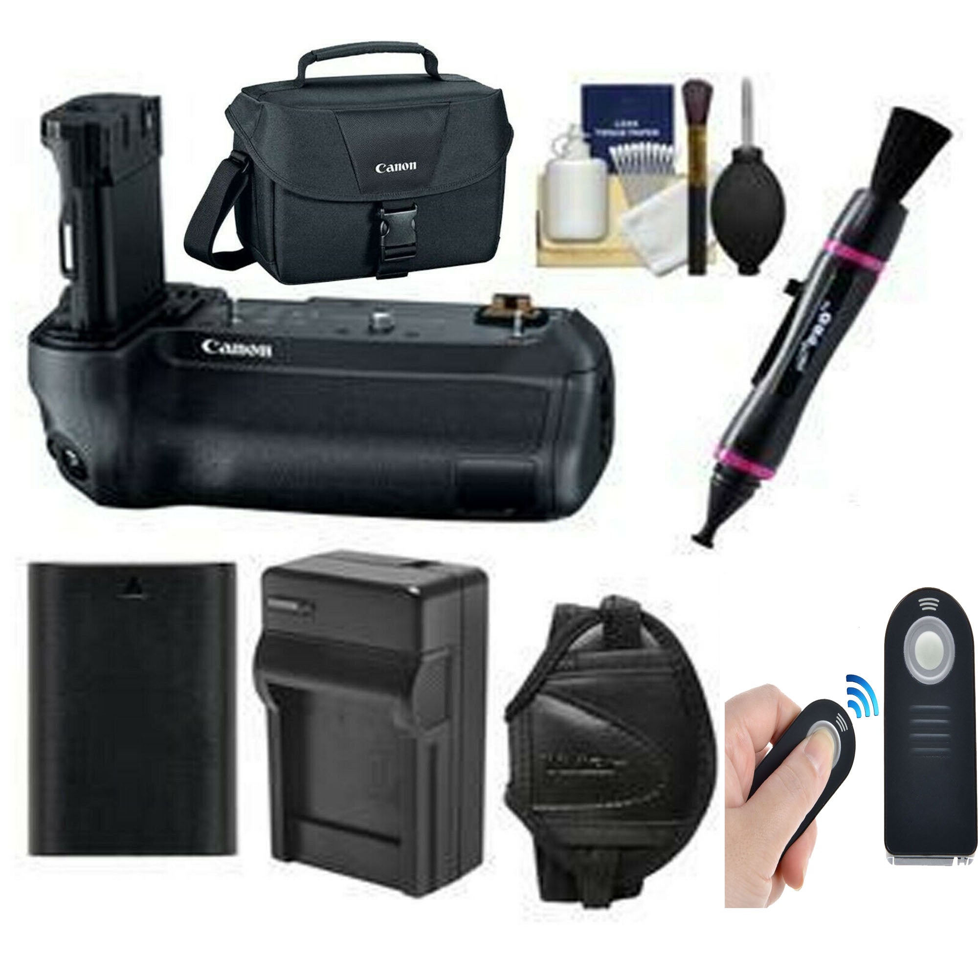 Canon BG-E22 Battery Grip for EOS R Mirrorless Camera with LP-E6 Battery & Charger - Remote Control, Neck Strap & Accessories Kit - Perfect for Wedding, Travel & Outdoor Photography