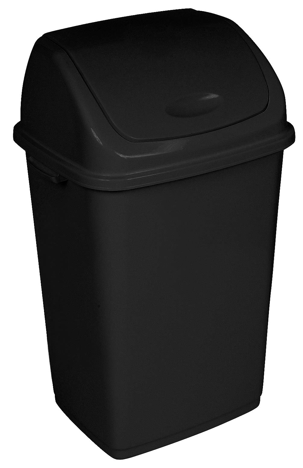 Superio 13 Gallon (50 Liter) Black Trash Can with Swing Lid - Perfect for Kitchen, Bathroom, Office & Outdoor Use