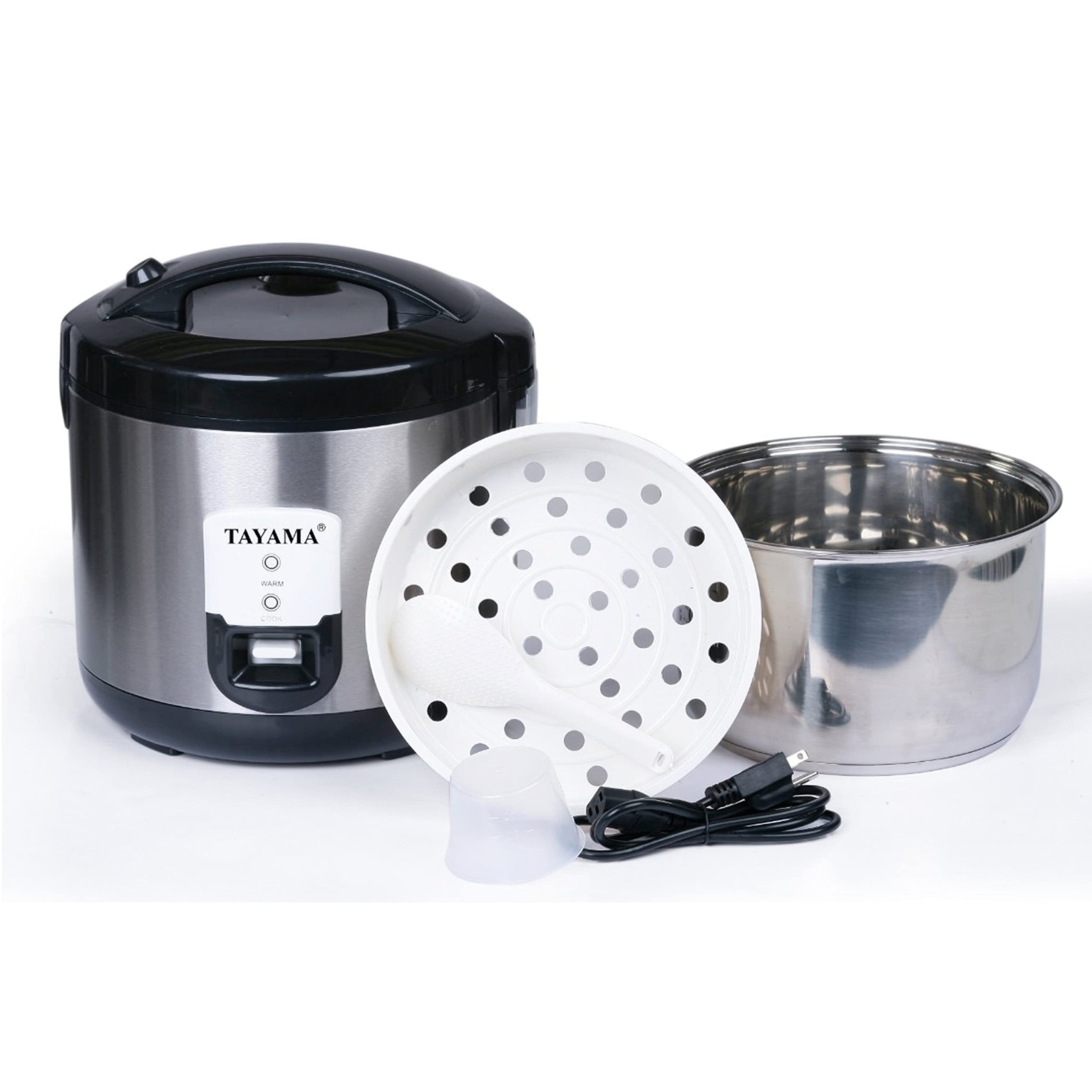 Tayama 20-Cup Stainless Steel Automatic Rice Cooker & Food Steamer - Perfect for Family Dinners, Meal Prep & Healthy Cooking