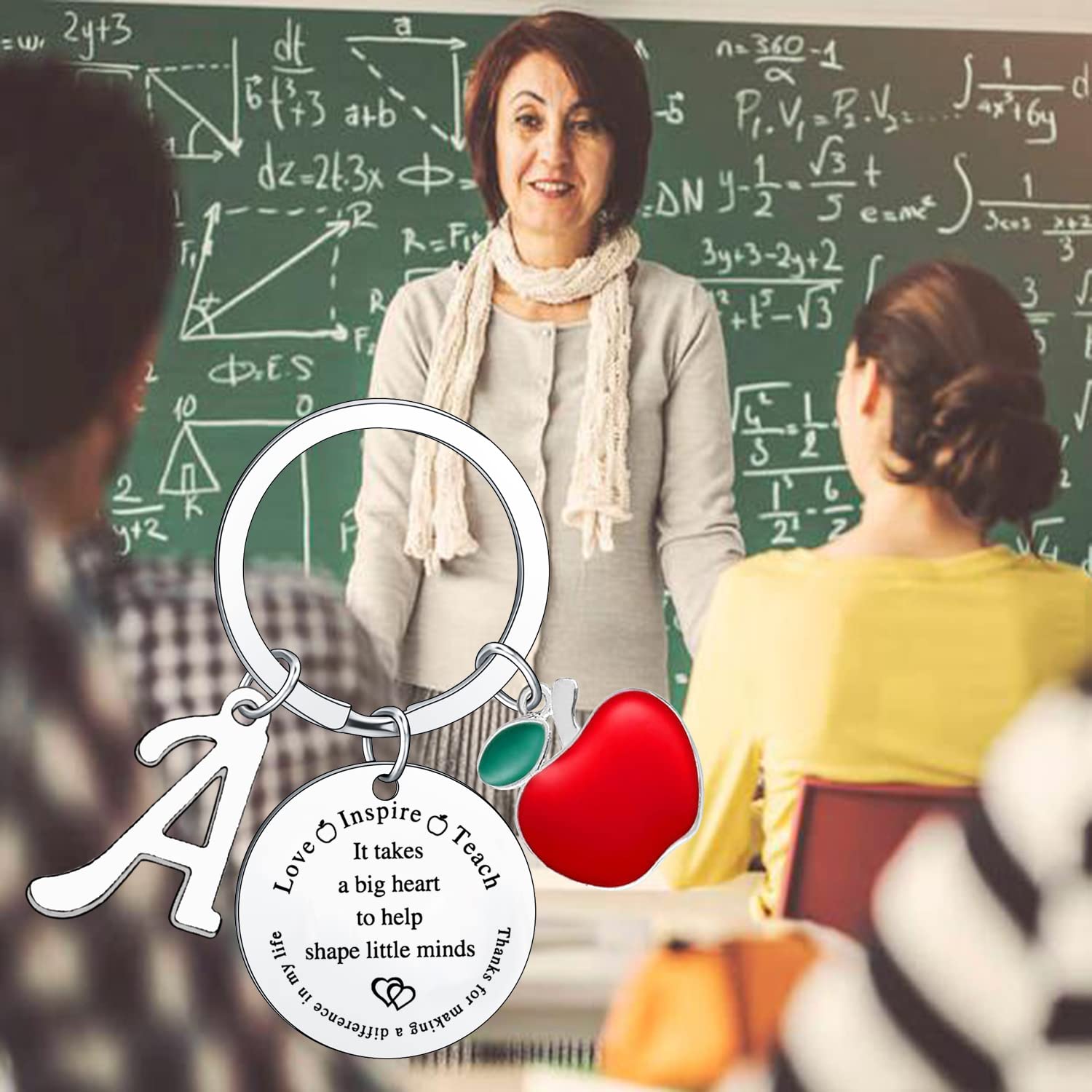 Personalized Teacher Keyring with Initial - Custom Engraved Graduation & Teacher Appreciation Gift for Educators, Mentors & School Staff - Perfect for End of Year, Retirement & Thank You Gifts