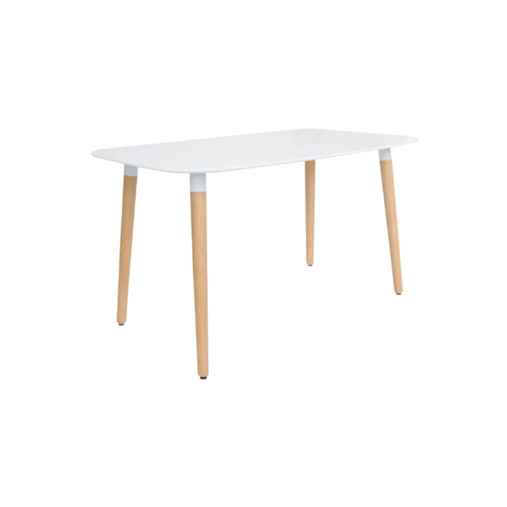 Scandinavian White Top Rectangular Wooden Dining Table 130cm - Modern Kitchen & Dining Room Furniture for Small Spaces & Apartments