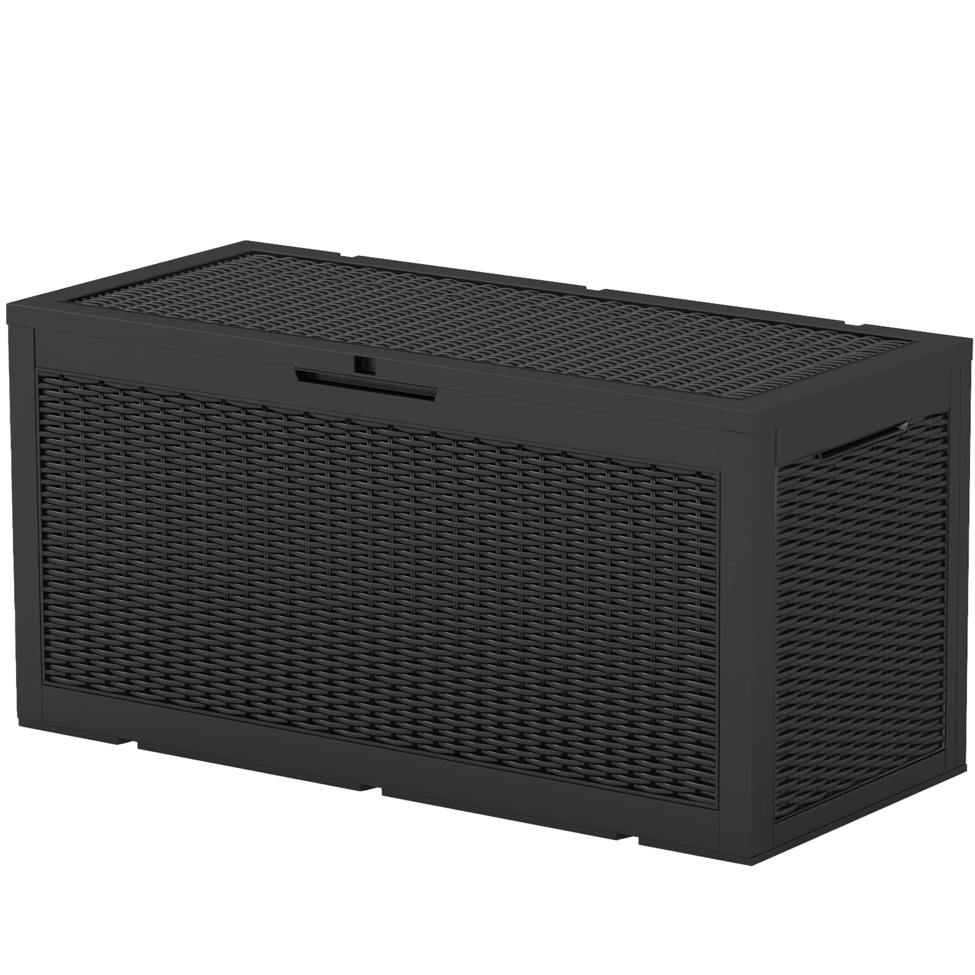 **100 Gallon Outdoor Resin Deck Box - Waterproof Large Storage for Patio Furniture, Pool Toys, Garden Tools & Sports Equipment - Lockable Black Deck Box for Backyard, Poolside & Garden Organization**
