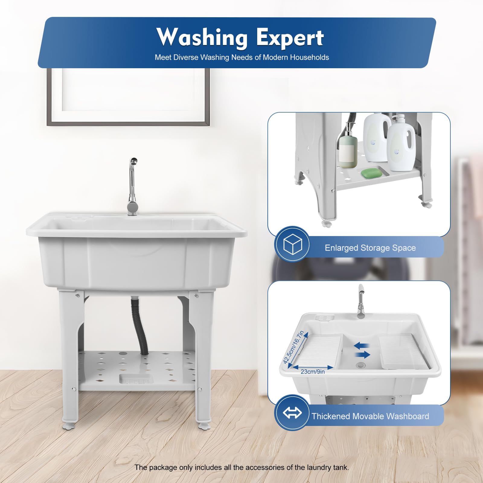 Heavy-Duty Utility Sink with Washboard - 31.5