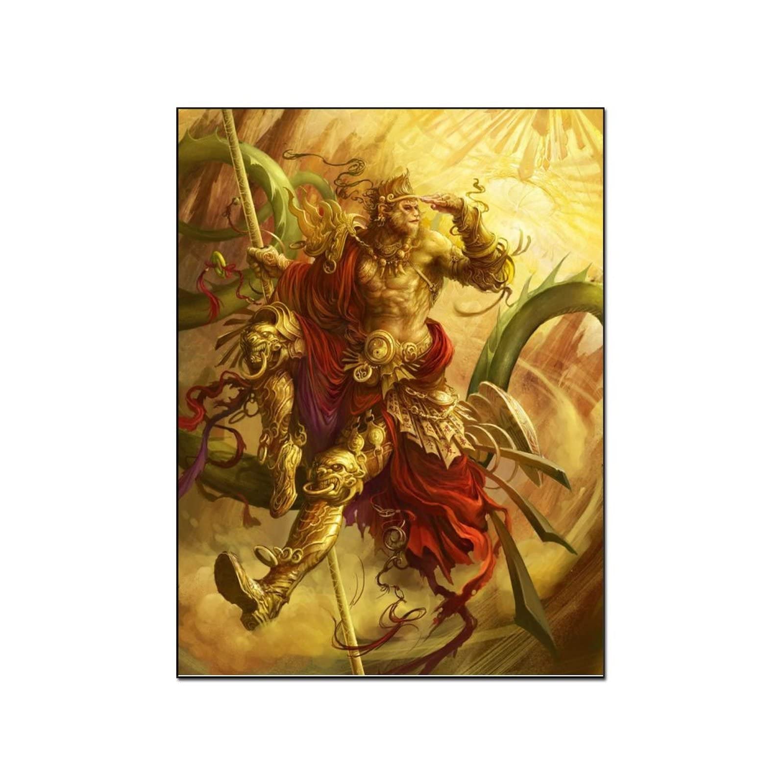 Abstract Art Monkey King Classic Anime Poster - Creative Canvas Print Oil Painting for Home Decoration - 24x32inch (60x80cm) - Perfect for Living Room, Bedroom & Office Wall Art