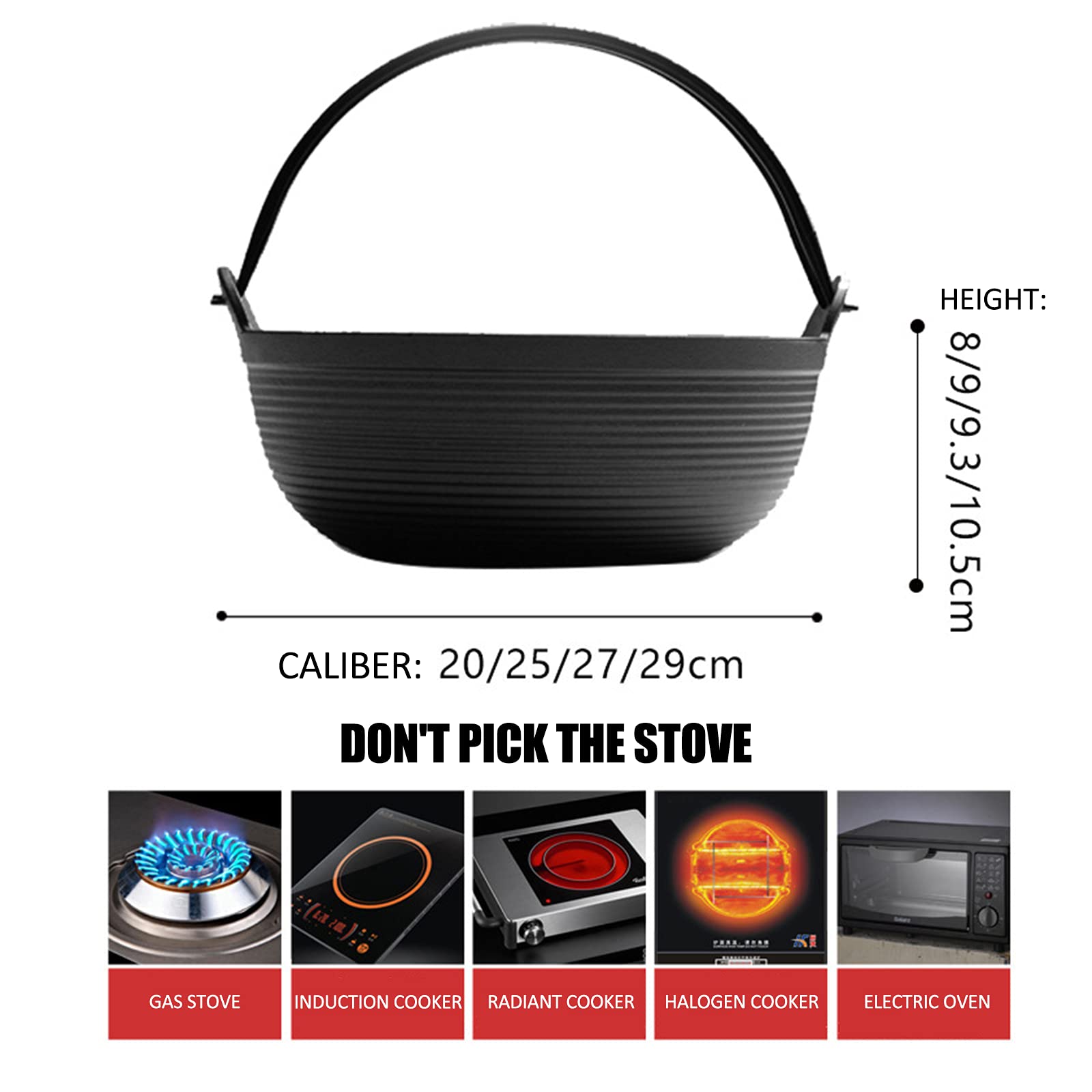 AIZYR Japanese Style Cast Iron Shabu Shabu & Sukiyaki Hot Pot with Wooden Lid - 27cm Nabe Pot for Noodles, Meat & Vegetables - Perfect for Home Cooking & Restaurant Use - Ideal for Family Dinners, Party Gatherings & Asian Cuisine Lovers