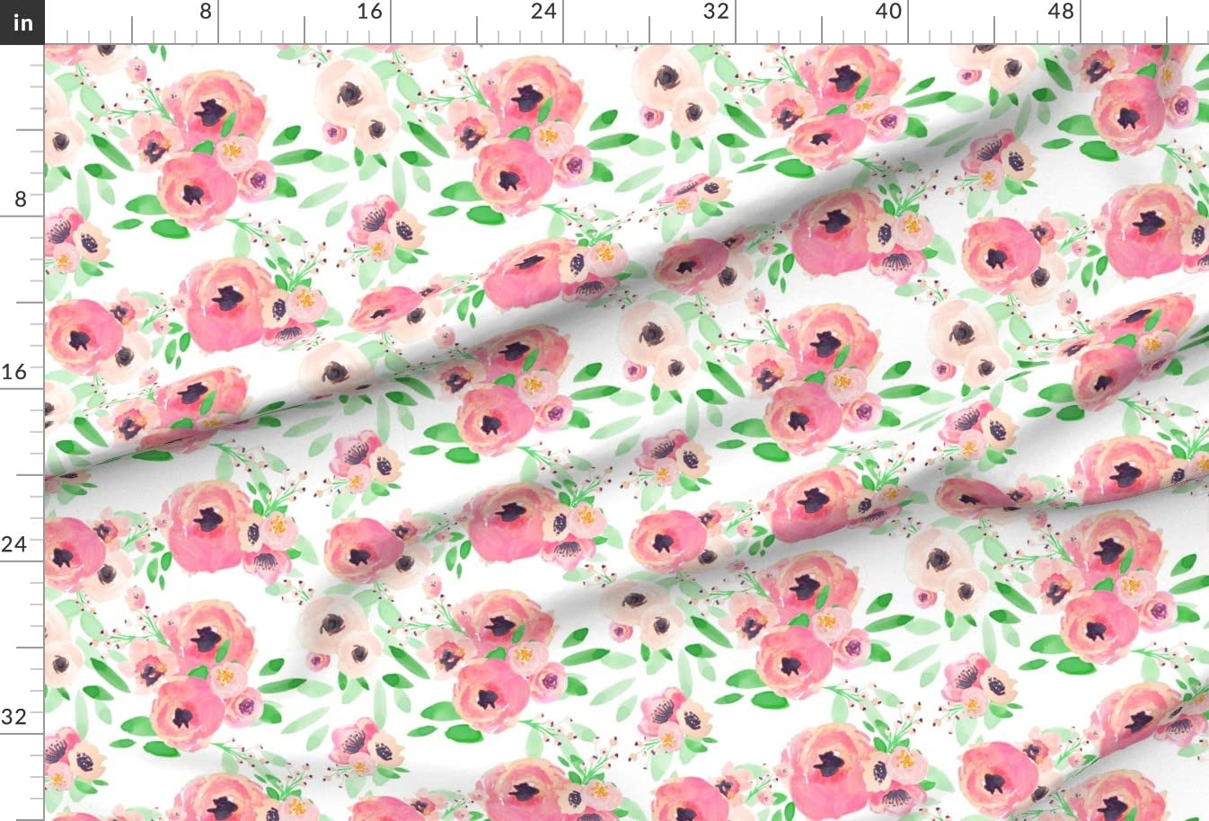 Bloom Watermelon Florals Watercolor Peach Green Printed Minky Fabric by The Yard - Soft Plush Fabric for Sewing Baby Blankets, Quilt Backing & DIY Plush Toys - Perfect for Nursery Decor, Baby Shower Gifts & Craft Projects