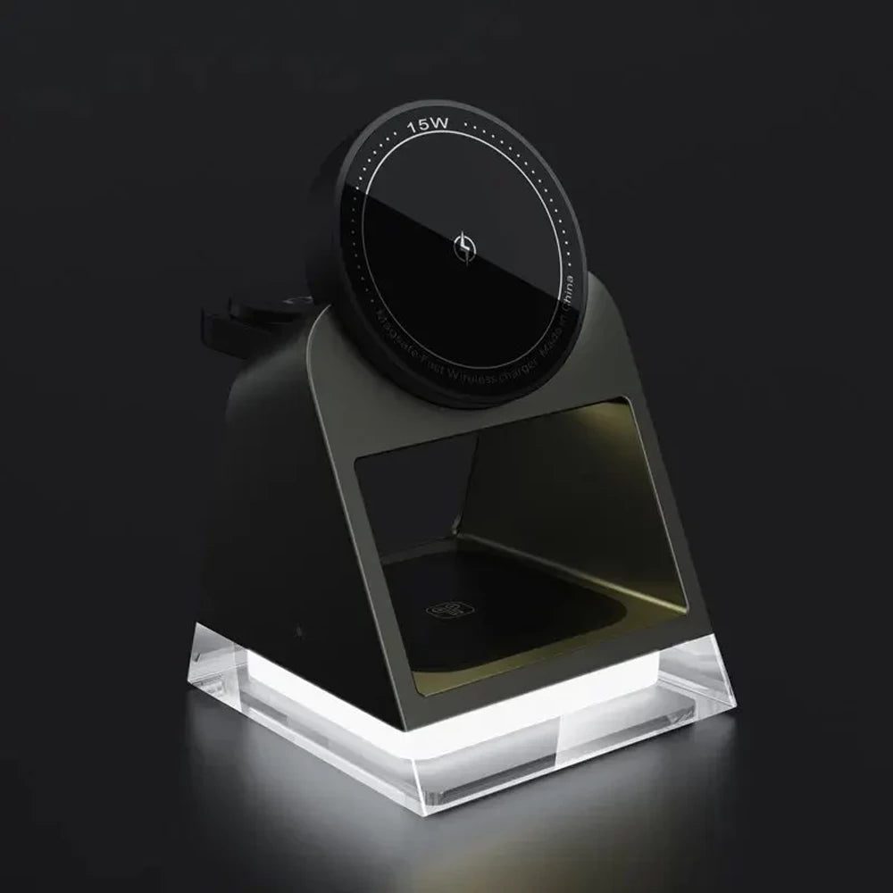 PowerTrio Plus 3-in-1 Magnetic Wireless Charging Station for iPhone 14/13/12 - Fast Charging Stand for iPhone, AirPods & Apple Watch - Perfect for Home, Office & Nightstand Use