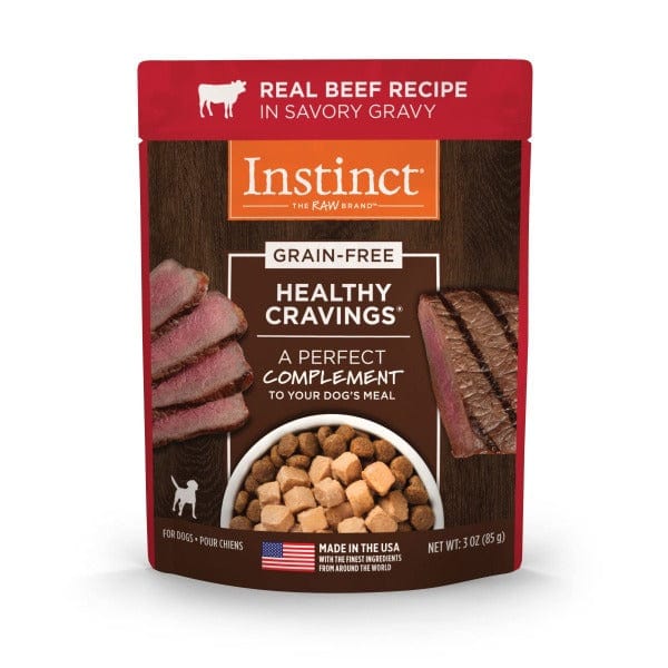 Instinct Healthy Cravings Real Beef Recipe Grain-Free Wet Dog Food Pouch - High Protein Natural Puppy & Adult Dog Food - Perfect for Travel, Hiking & Outdoor Adventures