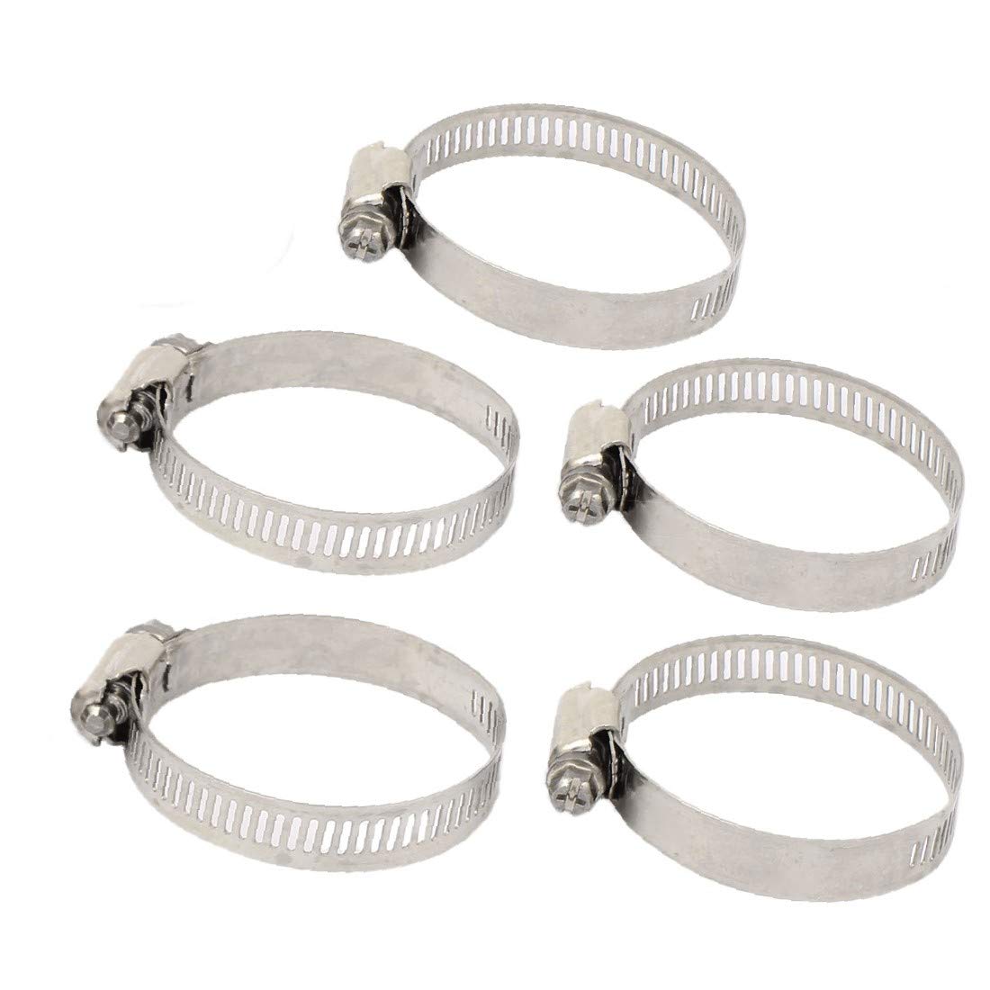 Stainless Steel Adjustable Hose Clamps 33mm-57mm (5pcs) - Heavy Duty Cable Tight Clamp for Plumbing, Automotive & Marine Use - X-DREE Hose Fitting Clips for Secure Pipe Connections