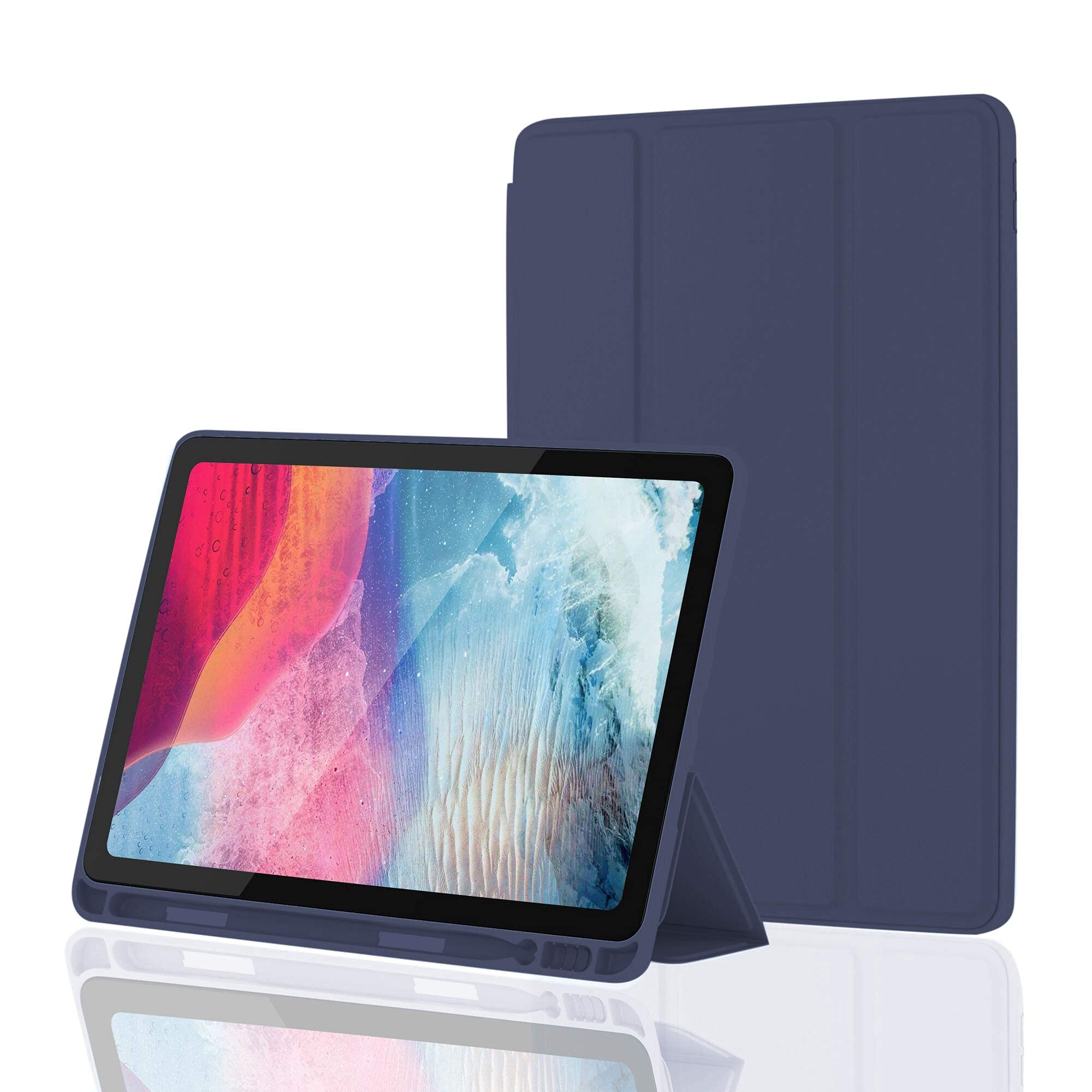 Ultra Slim iPad Air 3 Case (2019) & iPad Pro 10.5 Case (2017) - Soft TPU Back Cover with Pencil Holder & Auto Sleep/Wake | Full Body Protection Smart Case in Navy Blue | Perfect for Work, Travel & Everyday Use