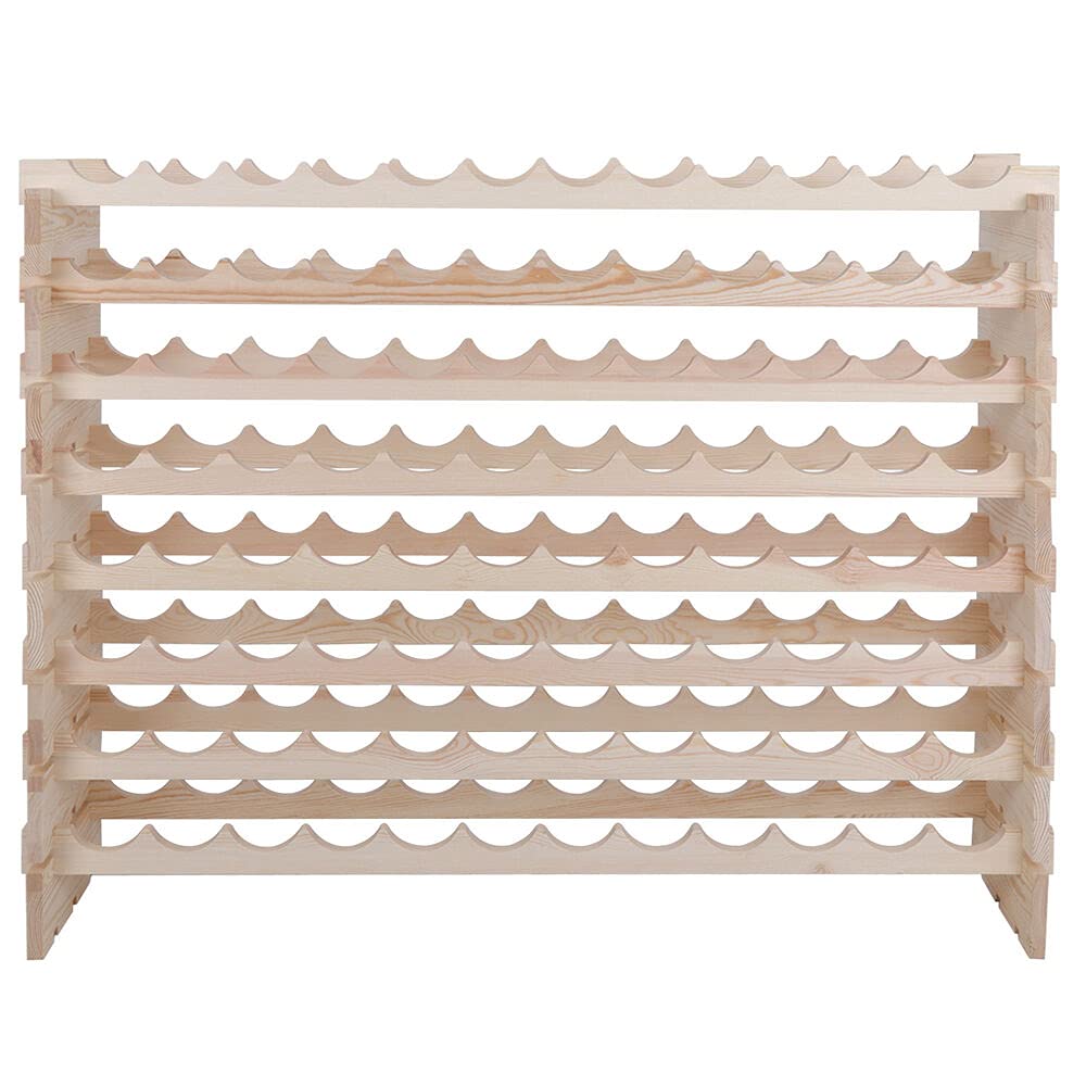 Premium 8-Tier Stackable Wine Rack - Solid Wood 96 Bottle Holder for Storage & Display - Perfect for Cellars, Bars & Home Decor