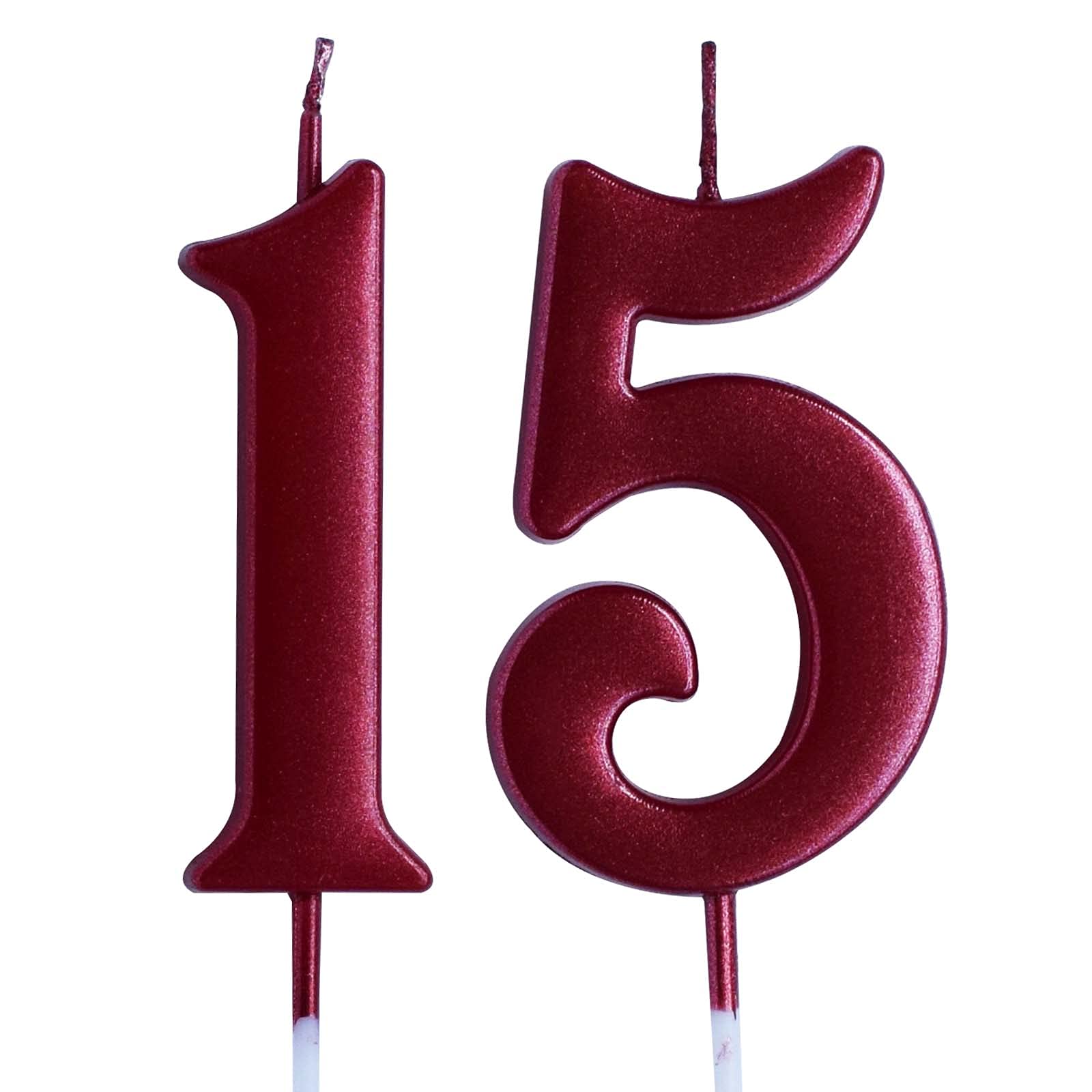 15th Birthday Candle - Red Number 15 Cake Topper for Boys & Girls - Party Decorations & Supplies - Perfect for Sweet 16 Celebrations, Milestone Birthdays & Anniversary Cakes