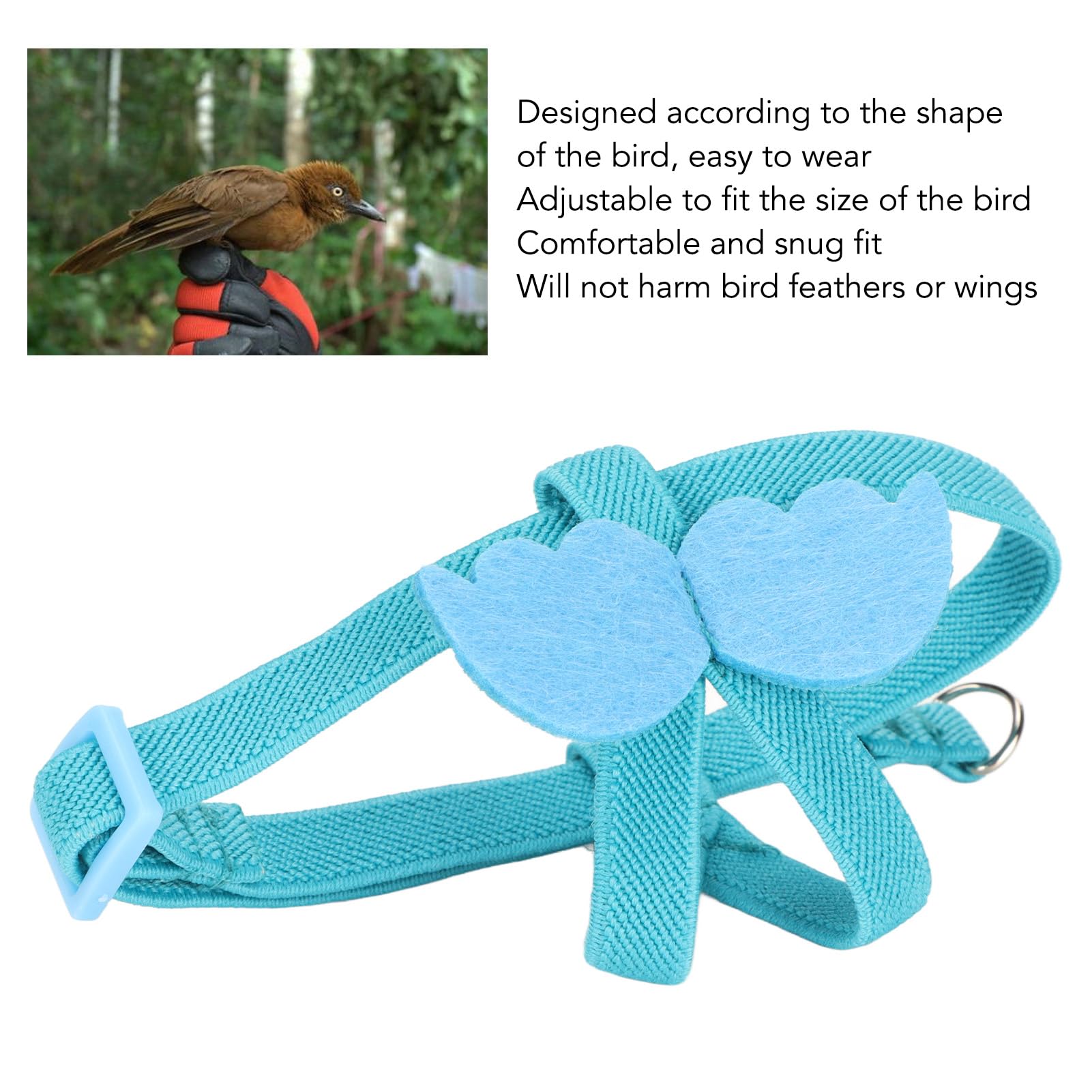 Adjustable Nylon Parrot Harness Leash - Anti-Bite Flying Training Rope for Parakeets, Cockatiels & Conures | Outdoor Pet Safety Lead | Bird Flight Suit with Leash (Small, Blue) - Perfect for Training, Outdoor Adventures & Vet Visits