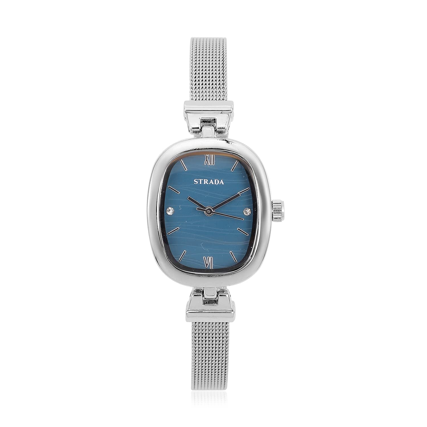 Shop LC Strada Crystal Japanese Movement Stainless Steel Mesh Watch with Blue Dial - Perfect for Engagement Gifts, Formal Events & Everyday Elegance