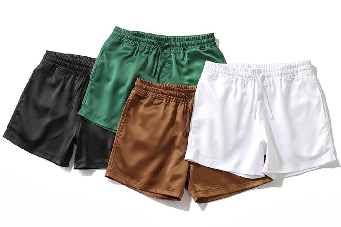 PAODIKUAI Men's Silky Satin Swim Trunks - Quick Dry Beach Shorts for Swimming, Lounge & Sleep - Comfortable Summer Swimwear for Pool, Vacation & Relaxation