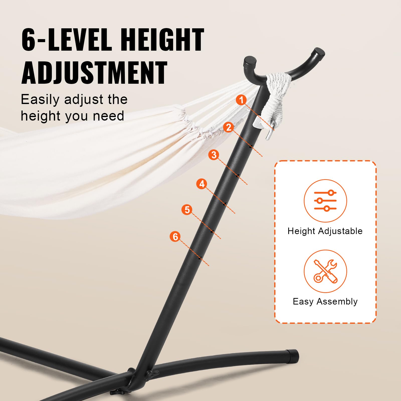 VEVOR Portable Hammock Stand - Heavy Duty 450lbs Capacity Steel Hammock Stand for 2 Person, Adjustable Hooks Frame Fits 10-13ft Hammocks - Space Saving Design with Carrying Bag for Backyard, Camping, Beach, Patio & Indoor Relaxation