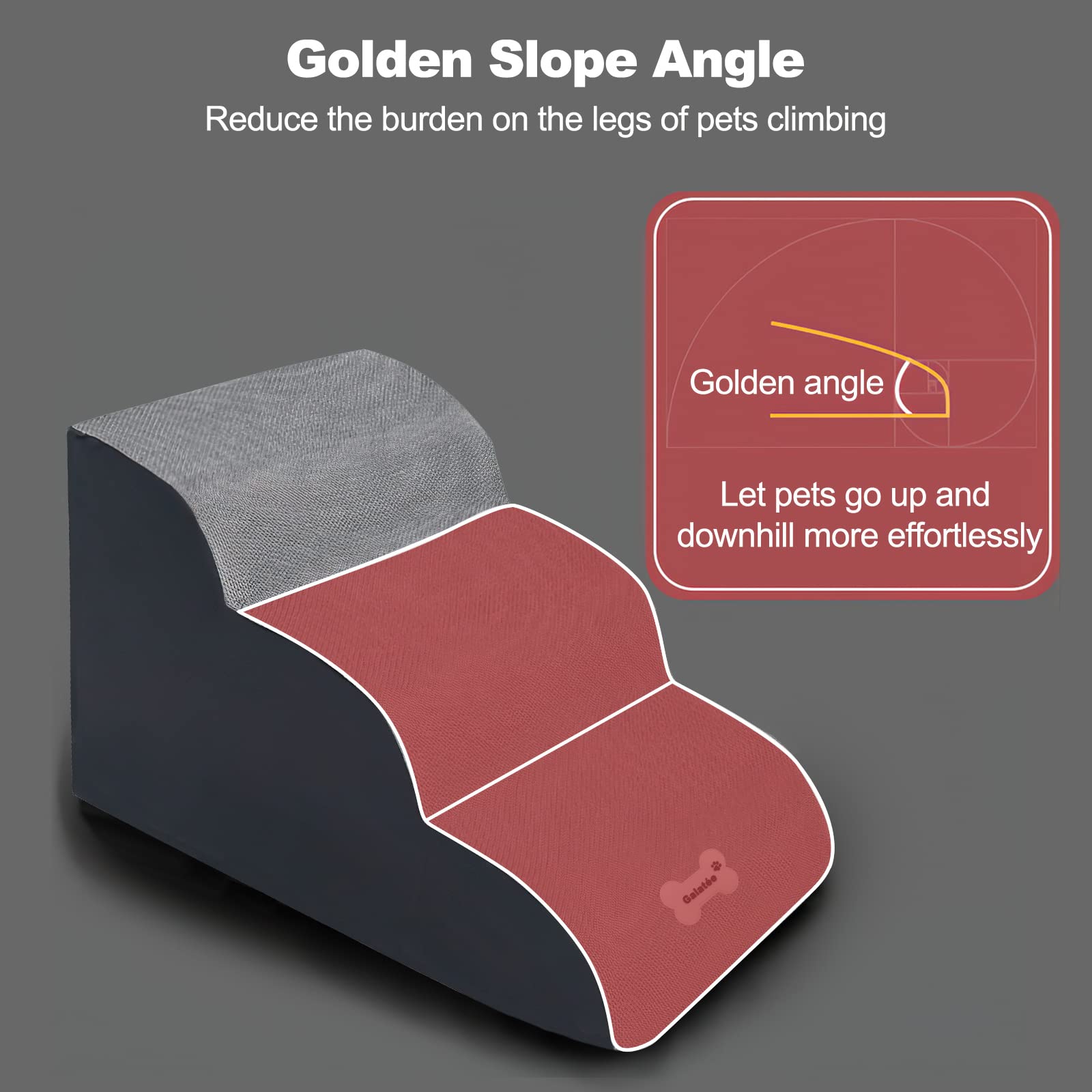 Washable Pet Stairs with Removable Cover - Durable Dog Ramp for Small Pets - Home Use