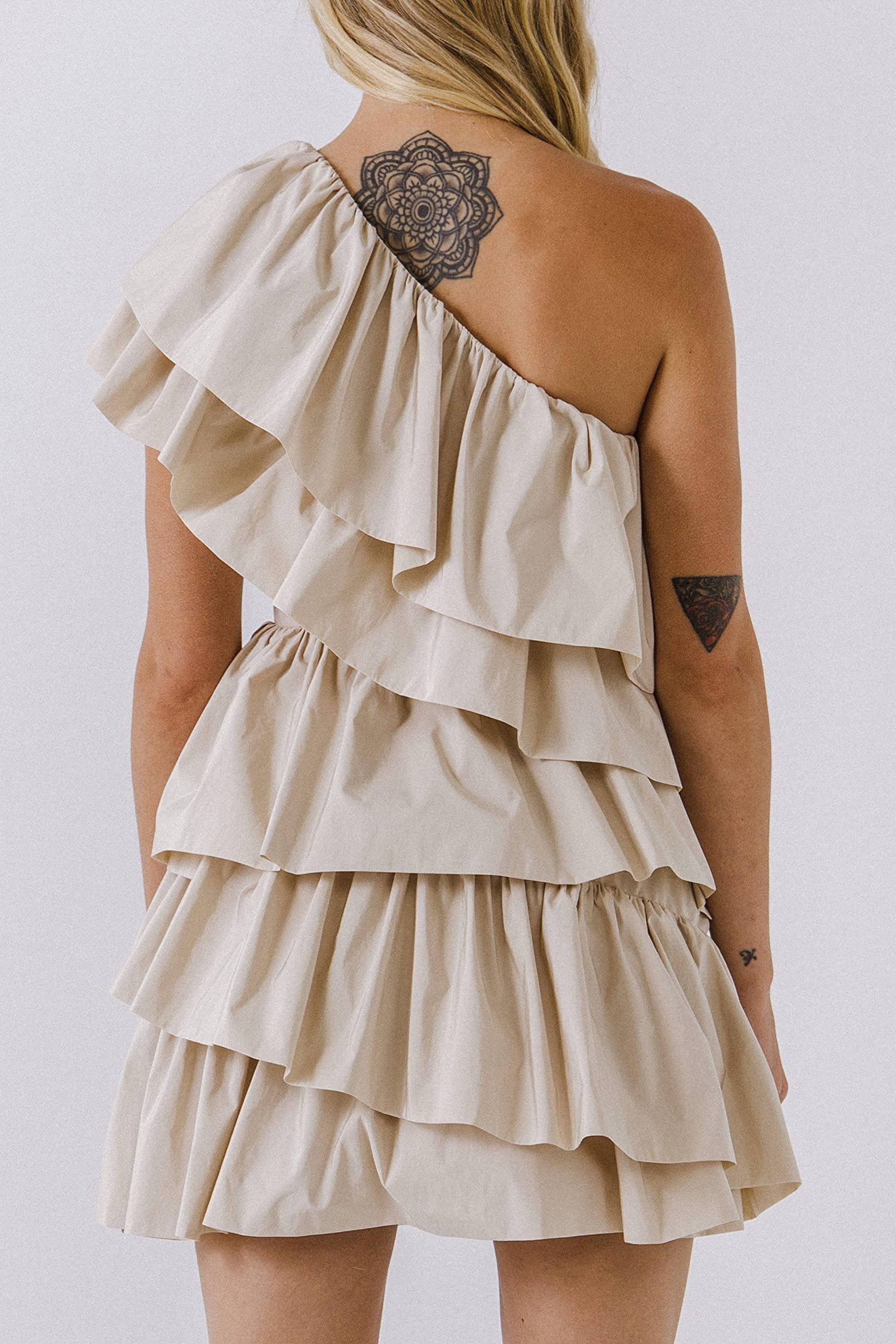 Endless Rose Women's One-Shoulder Ruffled Mini Dress - Sexy Cocktail Party & Date Night Outfit for Summer Vacations & Special Occasions