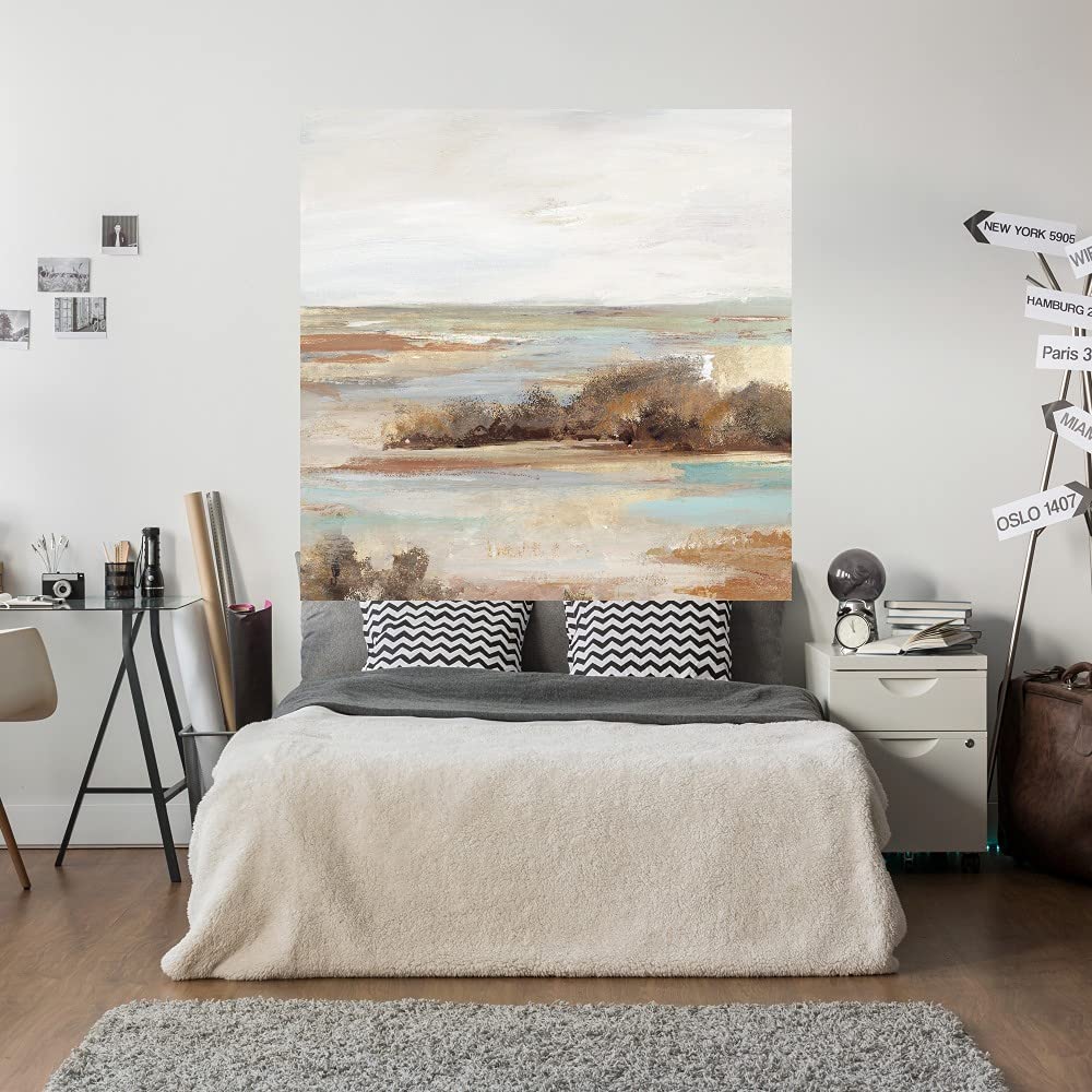 Watery Valley II Fine Art Canvas Print - Abstract Landscape Wall Decor by Artist Lera - 22x22 Inch Ready-to-Hang Painting for Living Room, Bedroom, Office - Perfect for Modern Home & Office Decor