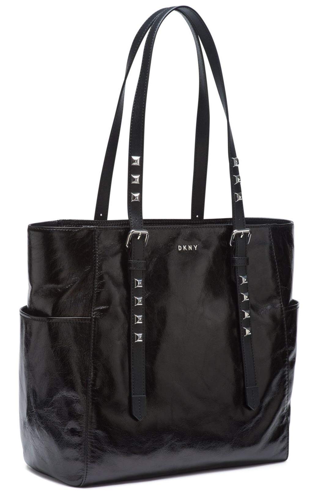 DKNY Naomi Black Leather Tote Bag for Women - Stylish & Spacious Handbag for Work, Travel & Everyday Use
