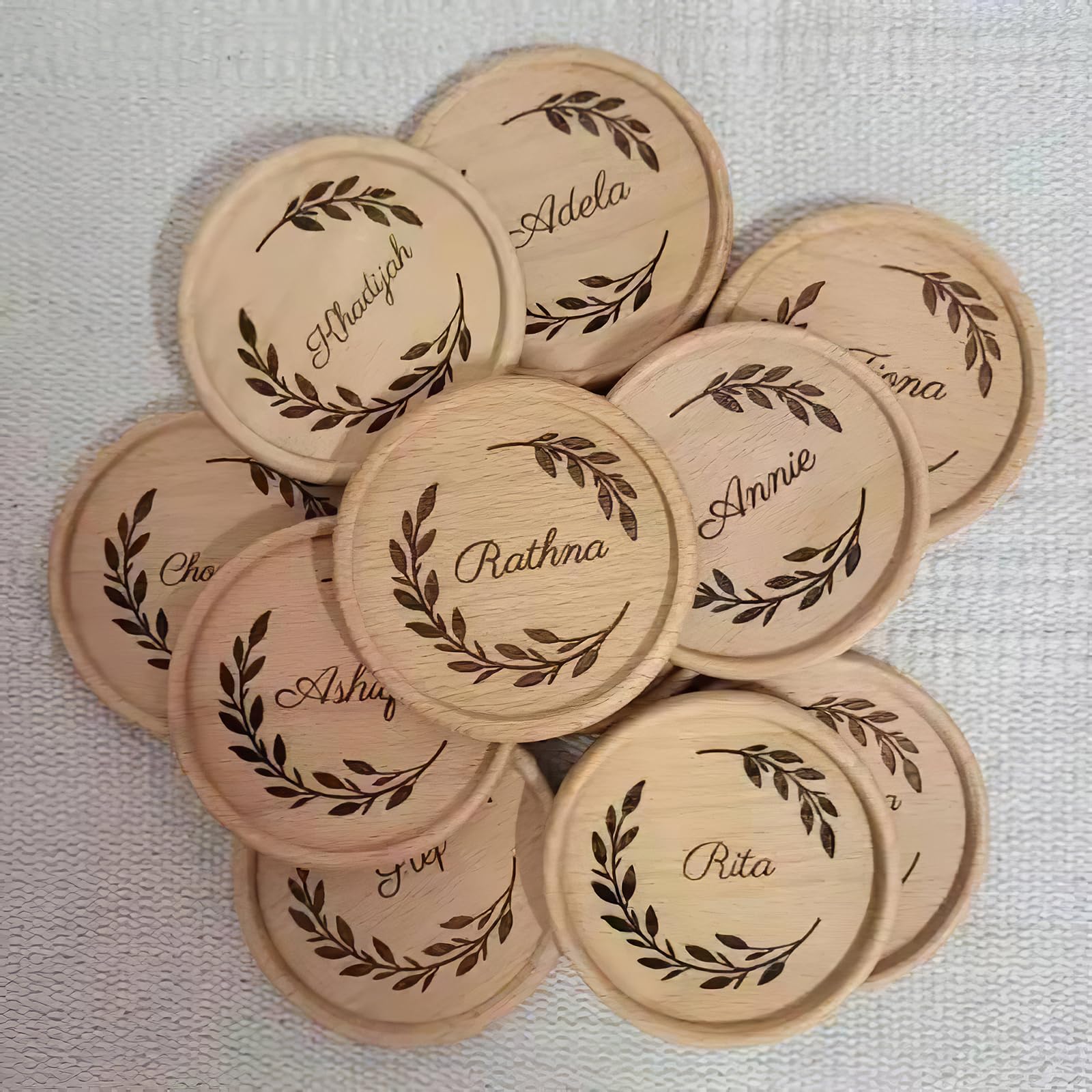Custom Wooden Coasters Set - Personalized Wedding & Anniversary Gifts for Couples - Bar & Home Decor