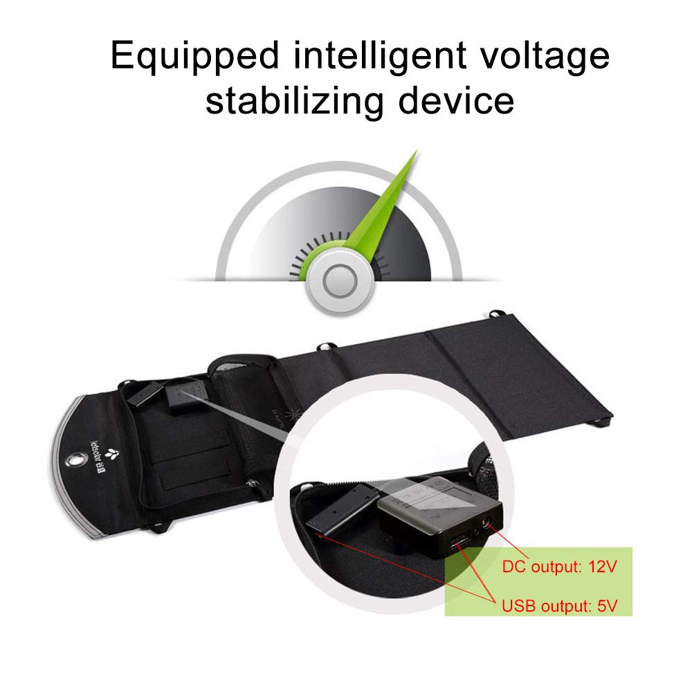 EXCLUZO Portable Solar Charger - 100W Foldable Solar Panel with USB Ports for Camping, Hiking & Outdoor Activities - Compatible with iPhone, Android Phones, Tablets & Cameras - Perfect for Emergency Power, RV Trips & Off-Grid Adventures
