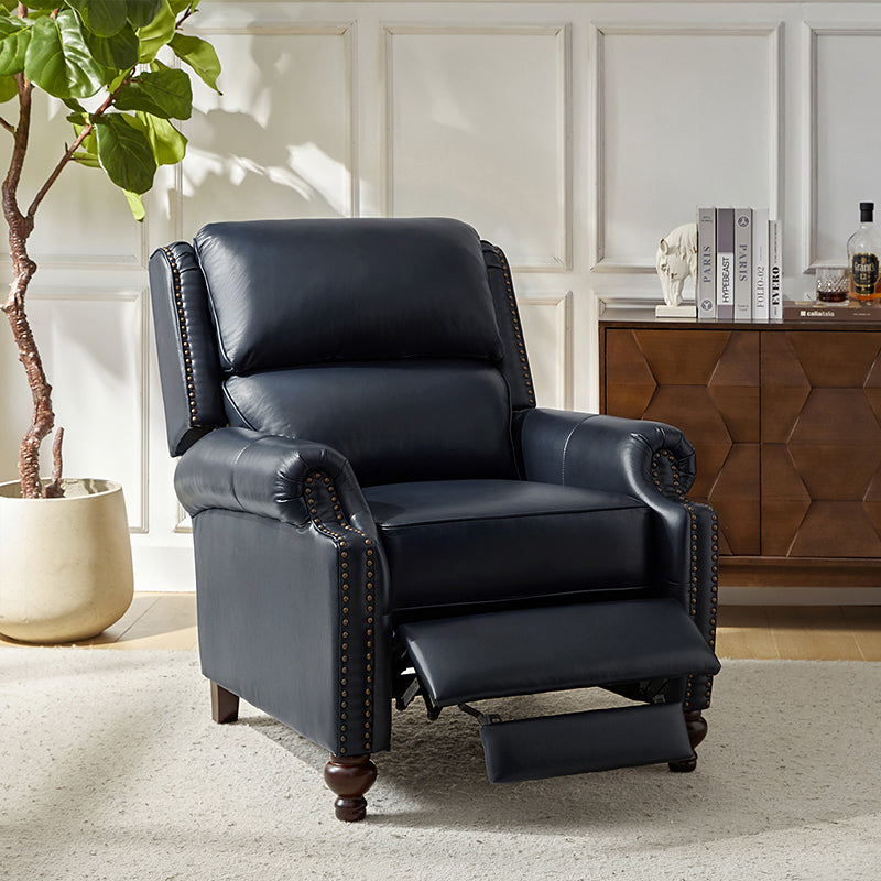 Mid Century Modern Genuine Leather Recliner Chair - Consuela Handcrafted Lounge Chair for Living Room, Office & Home Theater