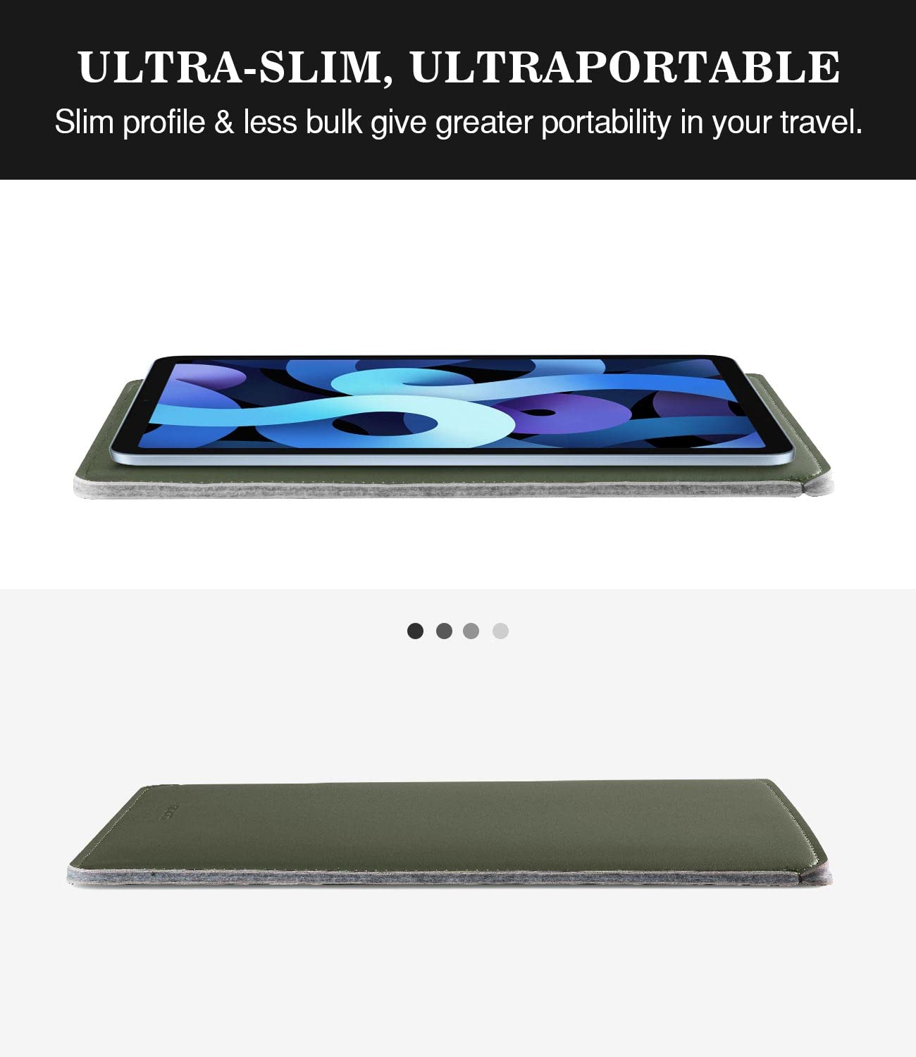 MoKo 9-11 Inch Tablet Sleeve - Premium PU Leather Slim Protective Case for iPad Pro M4 (2024), iPad Air M2 (2024), iPad 10/9/8th Gen, Samsung Tab S8/S9 11