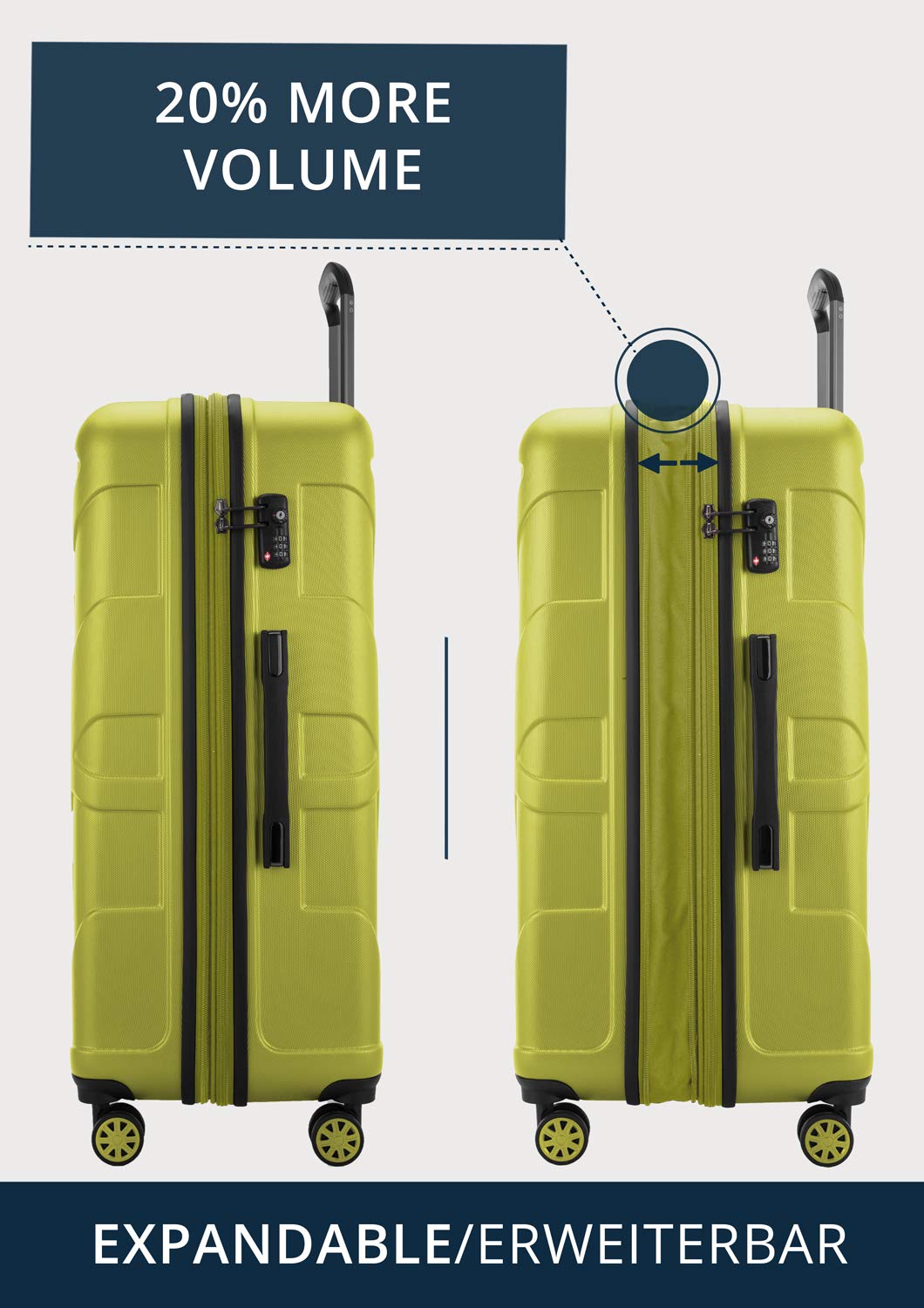 Suitline 30-Inch Large Fern Green Hardshell Suitcase with Spinner Wheels - Perfect for Travel, Business Trips & Vacations