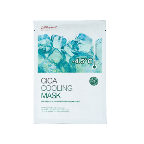 Cell Fusion C Cica Cooling Mask 27g (5 Pack) - Korean Soothing Sheet Mask for Acne, Redness & Sensitive Skin - Perfect for Post-Workout, Sunburn Relief & Nighttime Skincare Routine