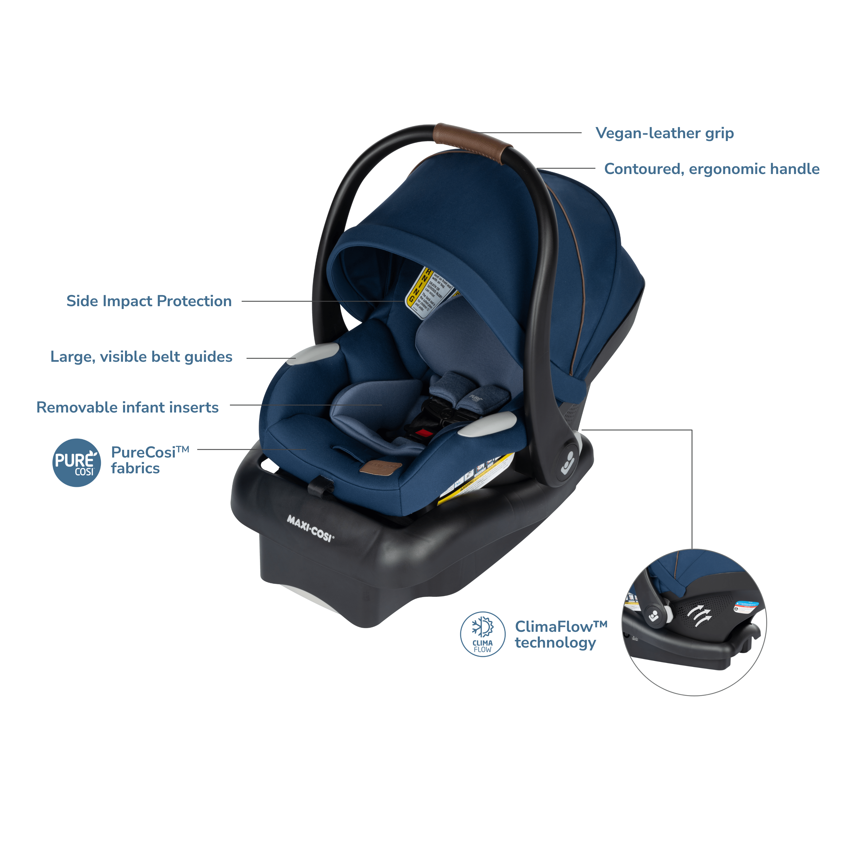 Maxi Cosi Mico Luxe Infant Car Seat with Vegan Leather Grip - Premium Baby Safety Car Seat for Newborns - Perfect for Travel, Shopping & Family Outings