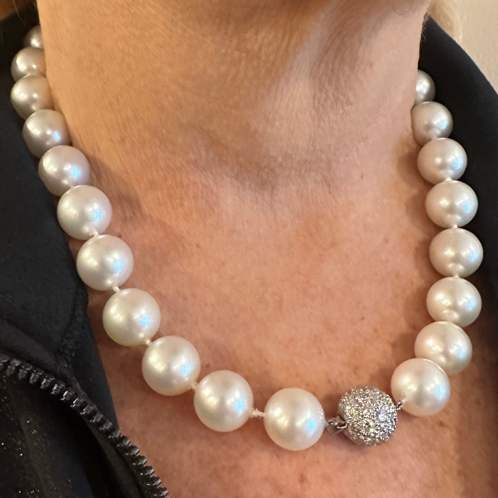 Authentic Tiffany & Co Platinum Diamond South Sea Pearl Necklace - Luxury Jewelry Gift for Women, Perfect for Weddings & Special Occasions