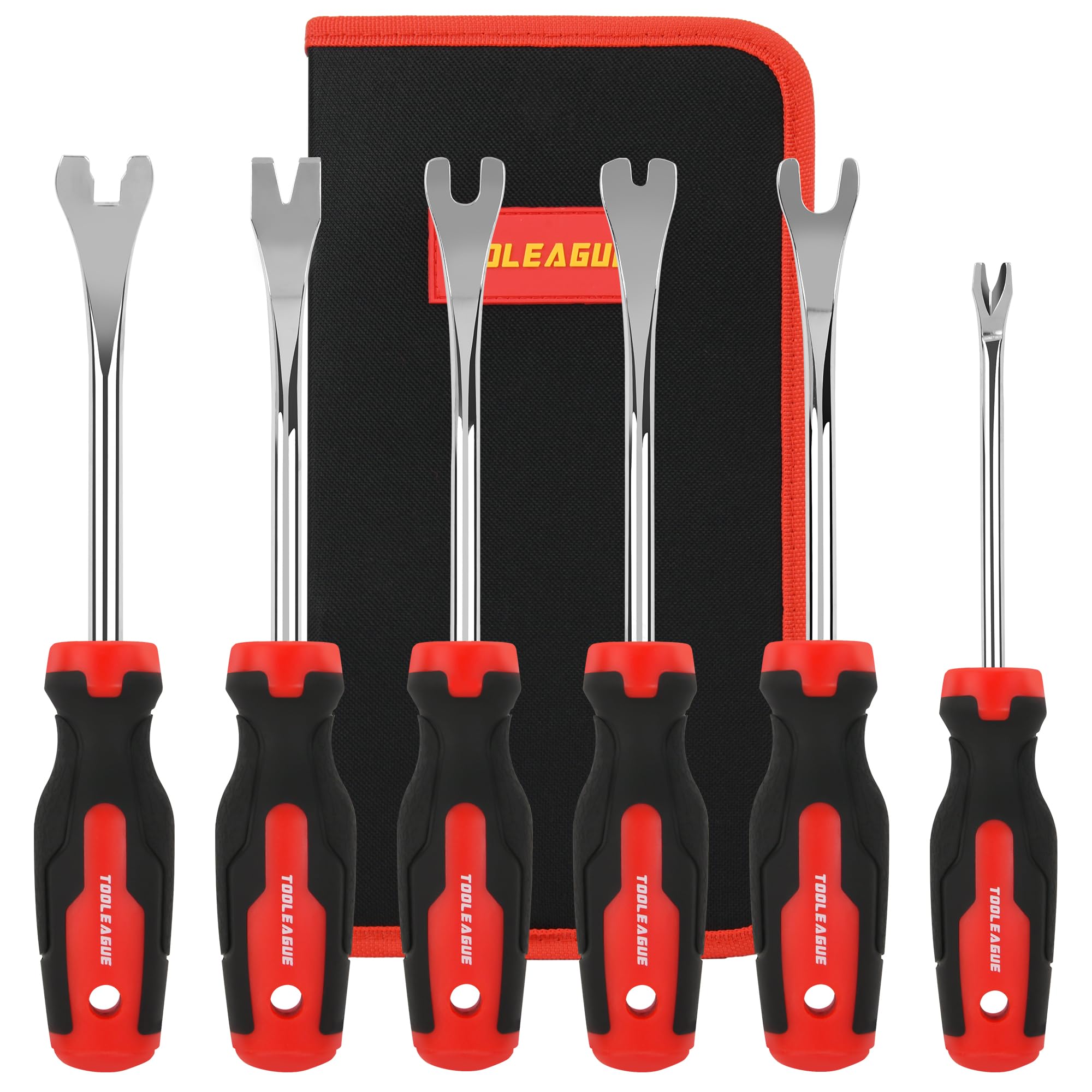 TOOLEAGUE 6Pcs Car Trim Removal Tool Kit - Auto Upholstery & Panel Fastener Remover Set with Storage Bag - Perfect for Car Detailing, Interior Repair & DIY Auto Maintenance