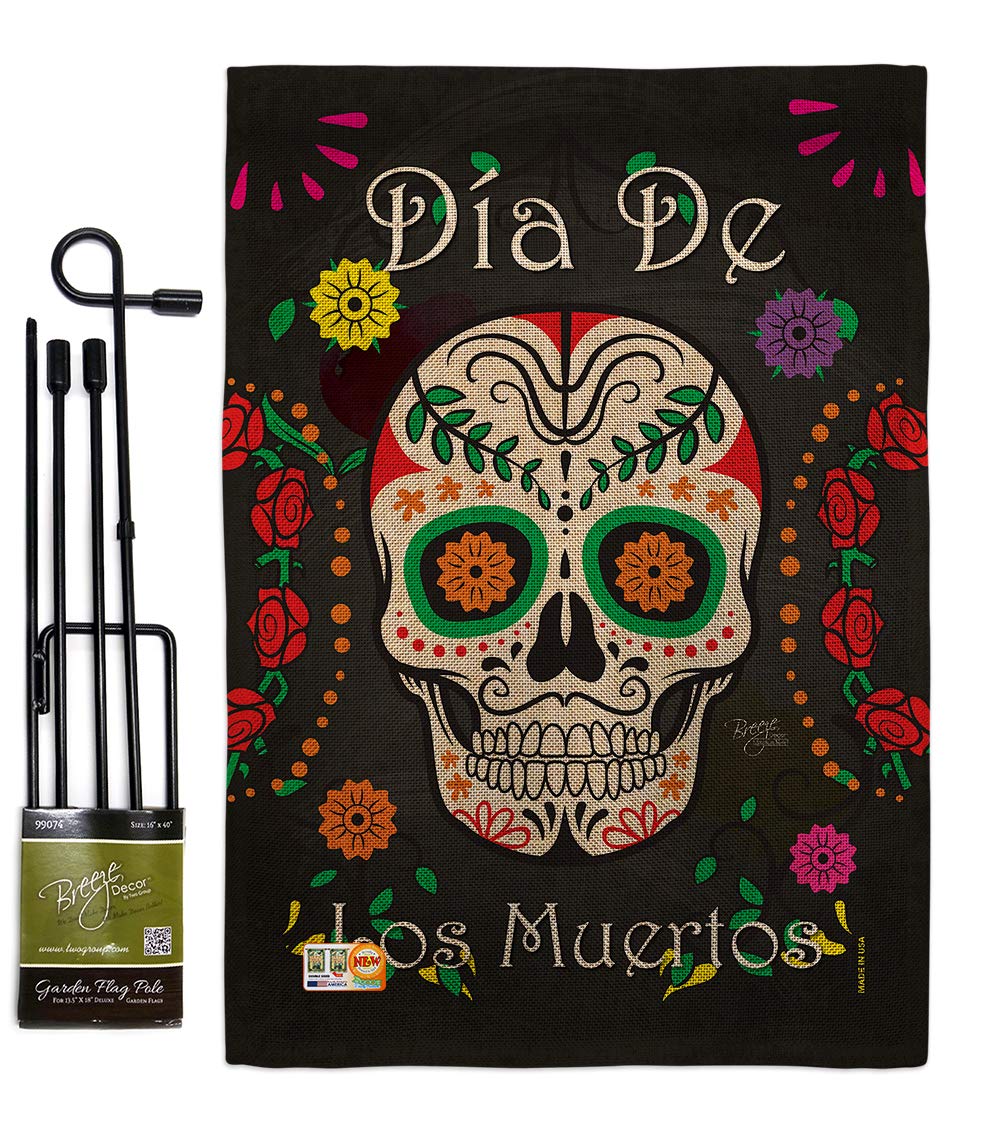 Day of the Dead Garden Flag Set - Double-Sided Mexican Party Decor for Fall & Yard