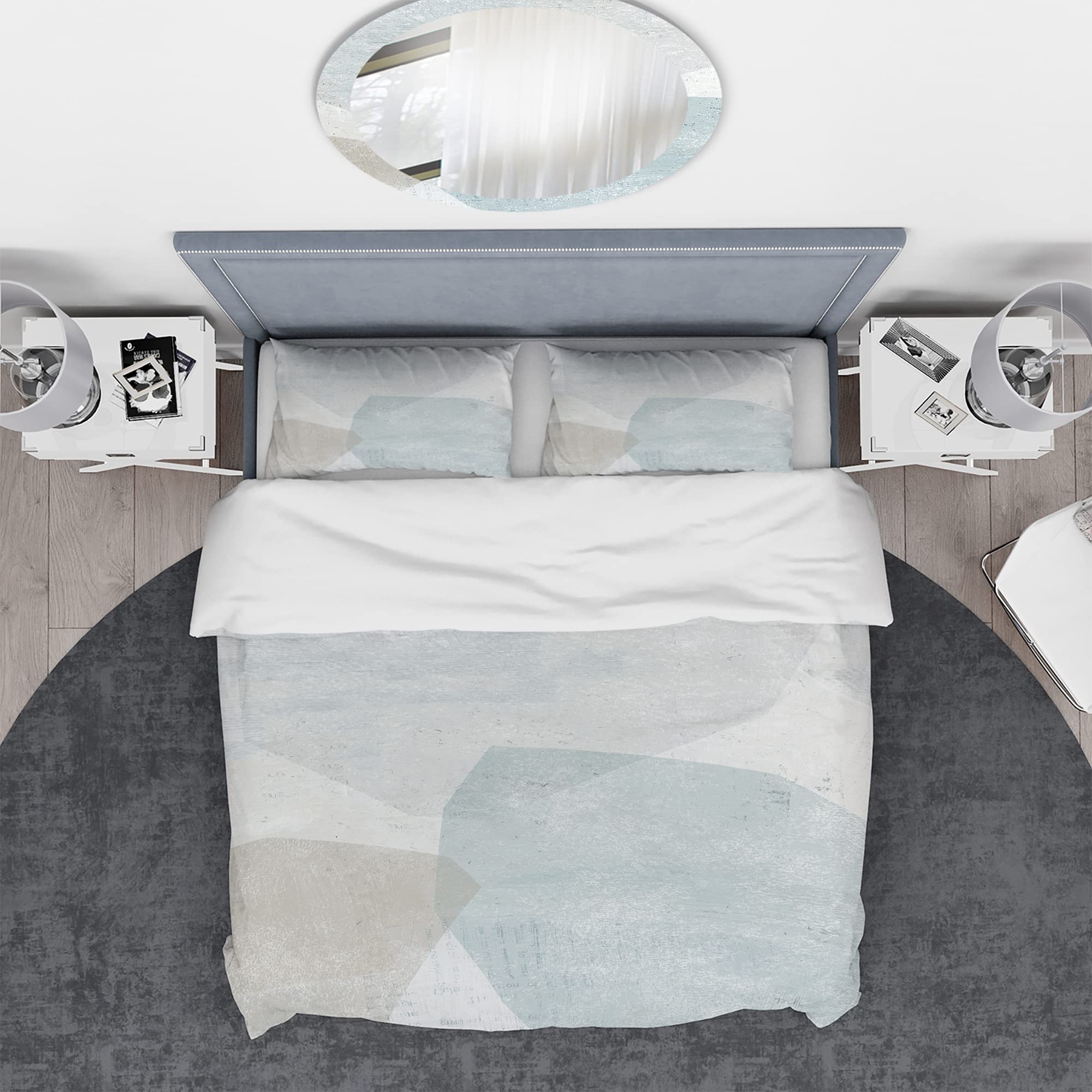 DesignQ Grey and White Abstract Duvet Cover Set King - 3 Piece Modern Contemporary Bedding Collection, All Season Beige Bedding for King Size Beds | Perfect for Master Bedrooms, Guest Rooms & Modern Home Decor