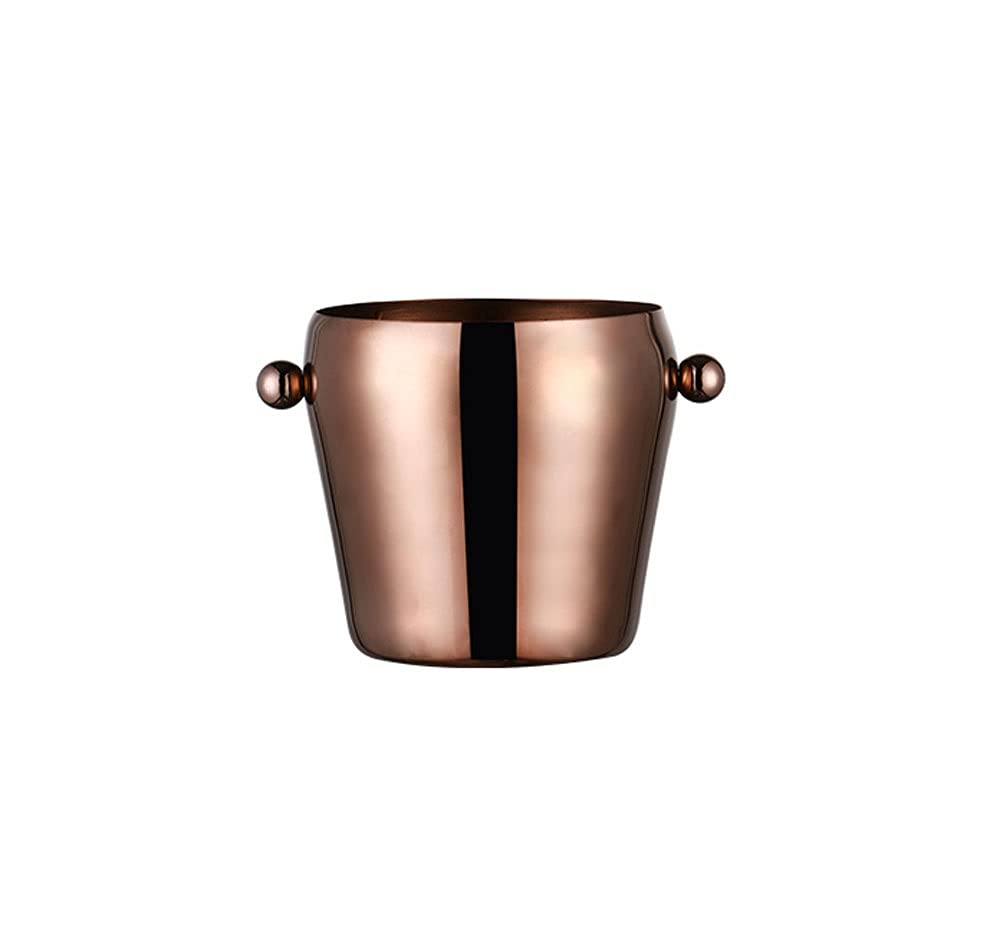 Premium Stainless Steel Ice Bucket with Dual Handles - 1L Capacity Rose Gold Chilling Container for Beer, Champagne & Wine - Perfect for Home Bars, Parties, Weddings & Outdoor Gatherings - Durable & Stylish Cooler Accessory
