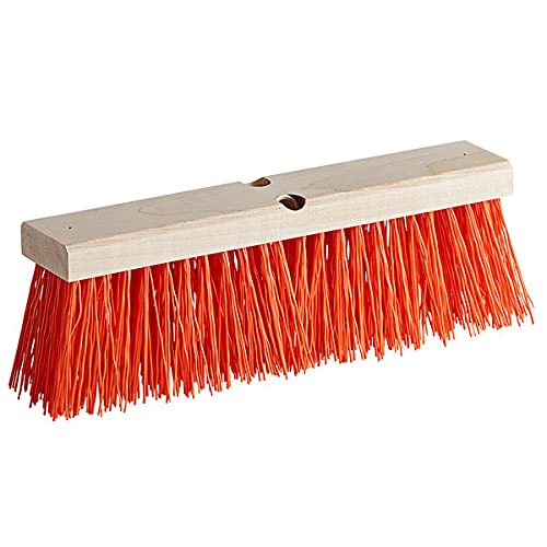 5-Pack Heavy Duty 18-Inch Hardwood Push Broom Heads with Orange Polypropylene Bristles - Includes Dust Pan for Outdoor Cleaning, Garage, Driveway, and Patio Maintenance