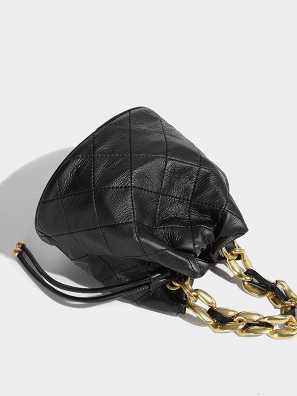 Lovevop Chain Rhombus Crossbody Mini Bucket Bag for Women - Stylish Small Shoulder Purse with Geometric Design, Perfect for Date Night, Shopping & Travel Accessories