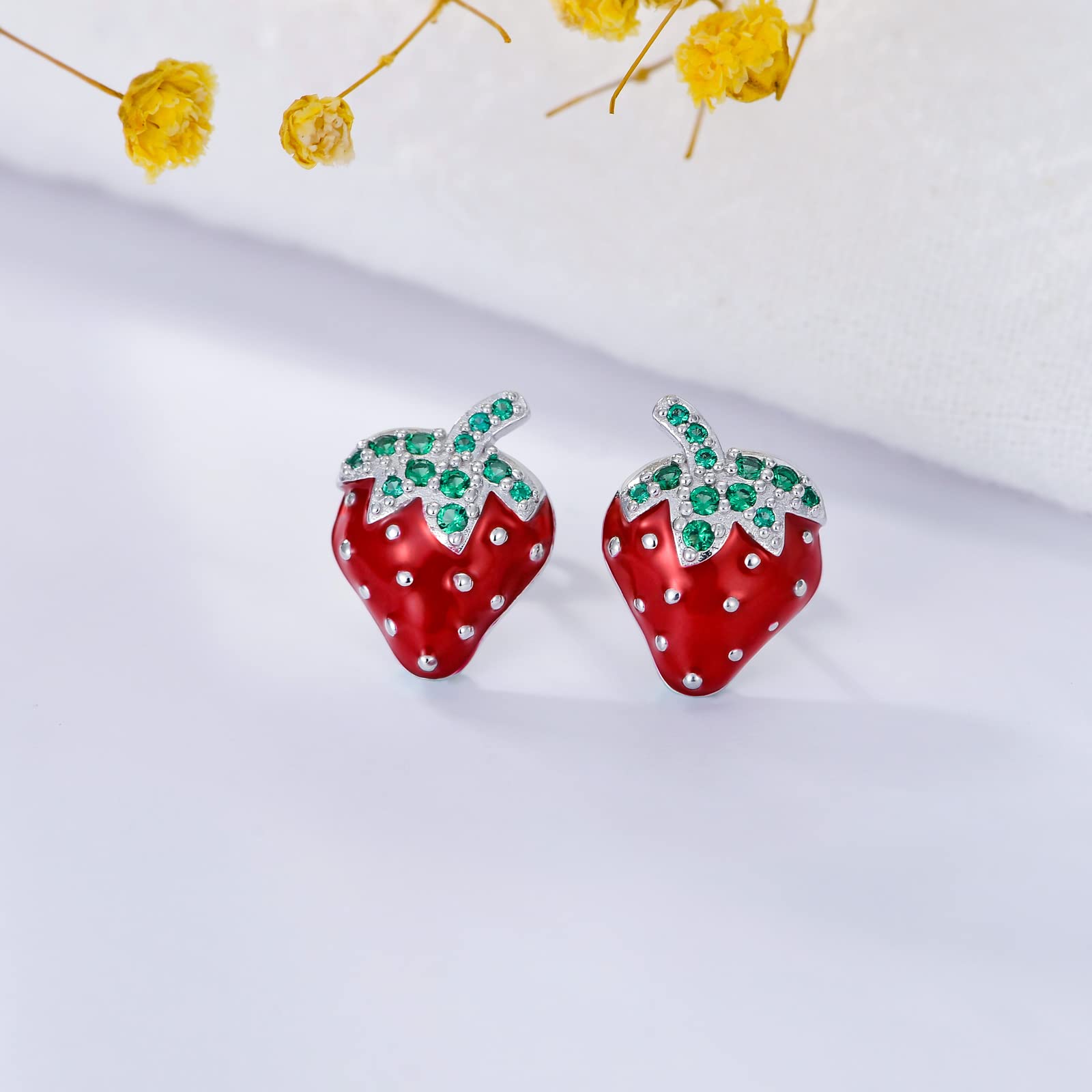 Sterling Silver Fruit Stud Earrings - Cherry, Lemon, Watermelon, Pineapple, Strawberry, Mushroom, Cheese, Cupcake & Donut Designs | Hypoallergenic Jewelry Gifts for Women & Girls | Perfect for Everyday Wear, Parties & Special Occasions