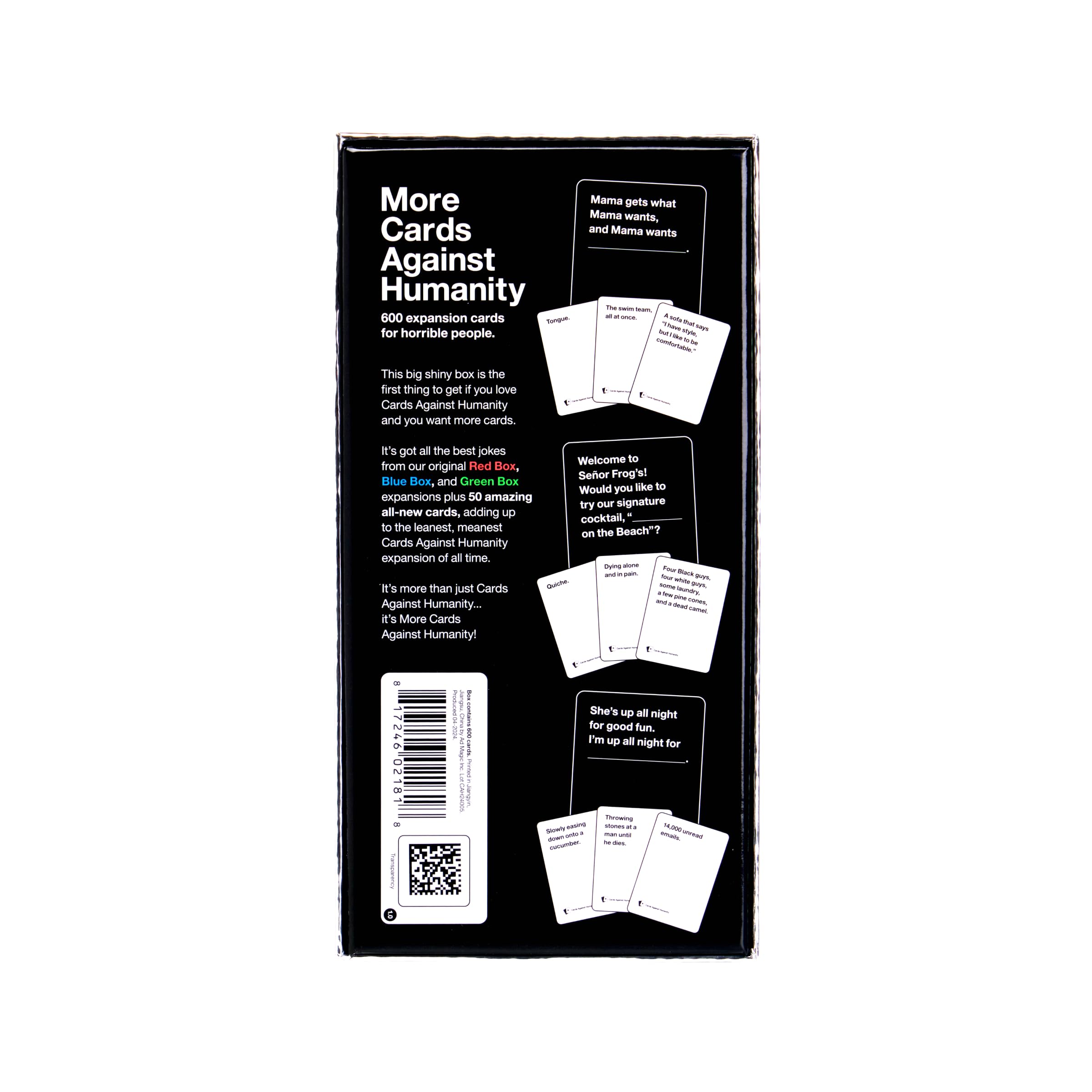 More Cards Against Humanity Expansion Pack - 600 Hilarious Cards Including Best of Red, Blue & Green Boxes - Perfect for Game Nights, Parties & Gifts