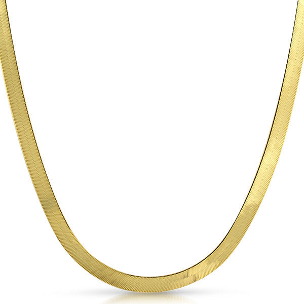 5mm Solid 10K Gold Herringbone Chain Necklace for Women - Durable & Elegant Jewelry for Everyday Wear, Gift Giving & Special Occasions