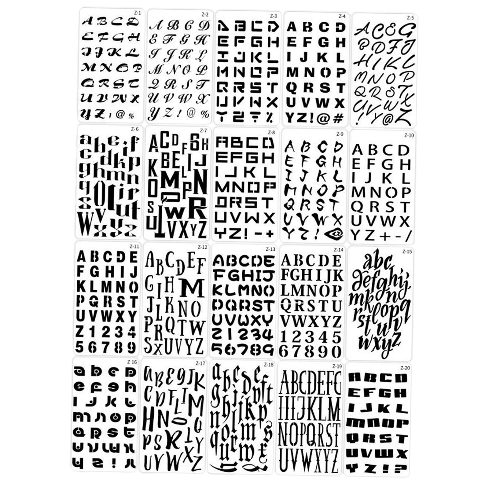 Loensy 20-Piece Alphabet & Number Stencil Set - Reusable Lettering Templates for Kids Crafts, DIY Art Projects, Scrapbooking & Home Decor