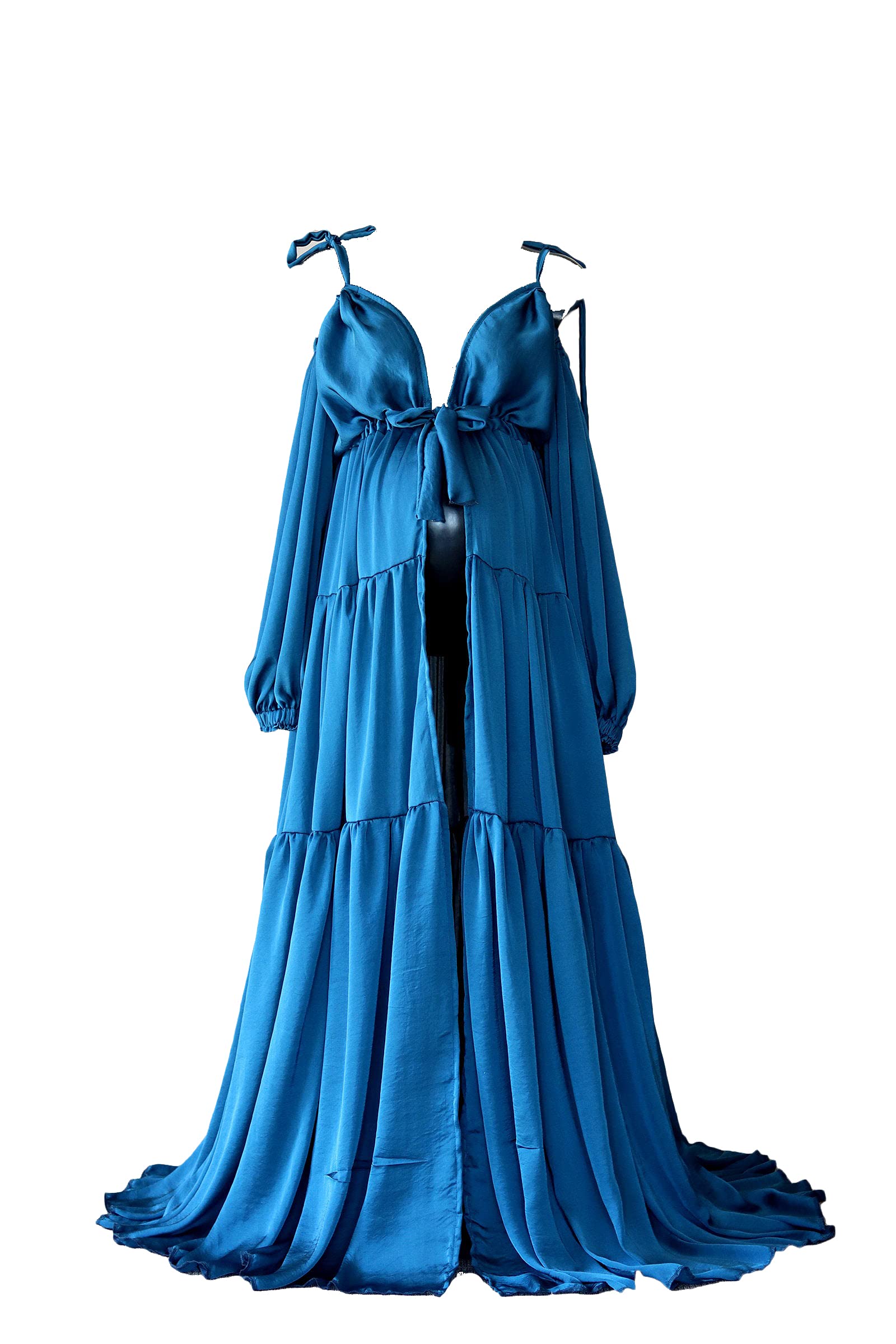 Maternity Maxi Dress for Women - Off Shoulder V-Neck Split Front Photoshoot Dress for Baby Shower, Pregnancy, Maternity Shoot & Special Occasions