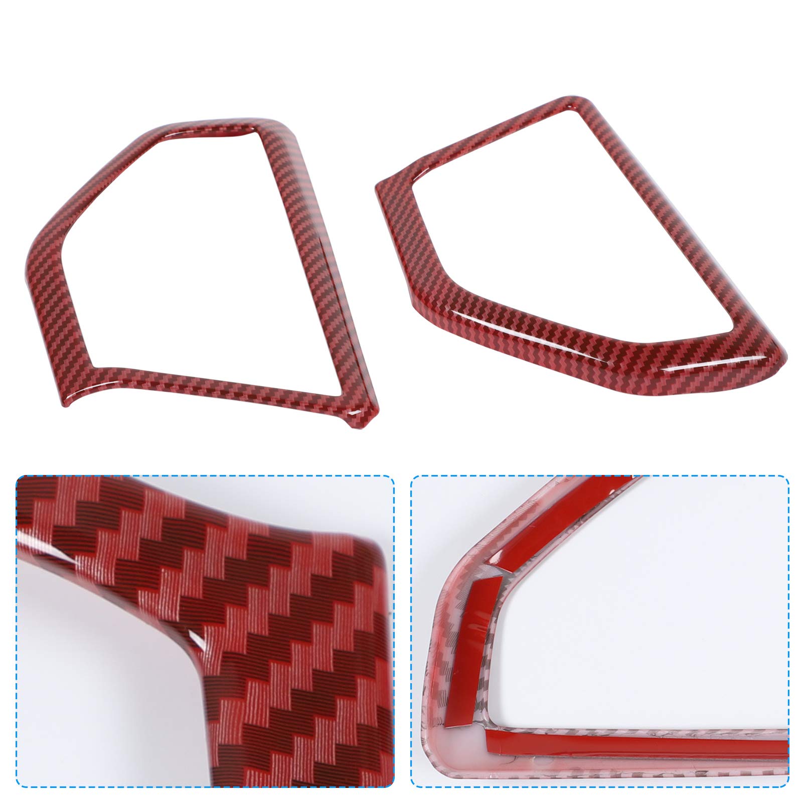JeCar Red Carbon Fiber A-Pillar Speaker Cover Trim - Interior Accessories Compatible with 2018-2023 Jeep Wrangler JL & JLU - Upgrade Your Ride with Premium Style & Protection