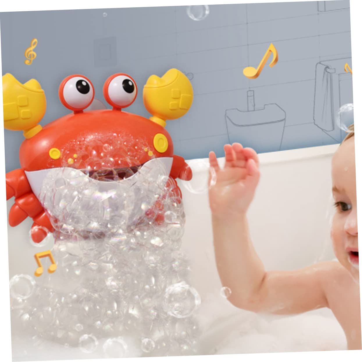 RORPOIR Bubble Bath Machine - Crab Bubble Maker for Kids, Fun Shower & Bath Toy, Red Plastic Animal Bath Toys for Toddlers & Children - Perfect for Bathtime Play and Sensory Development